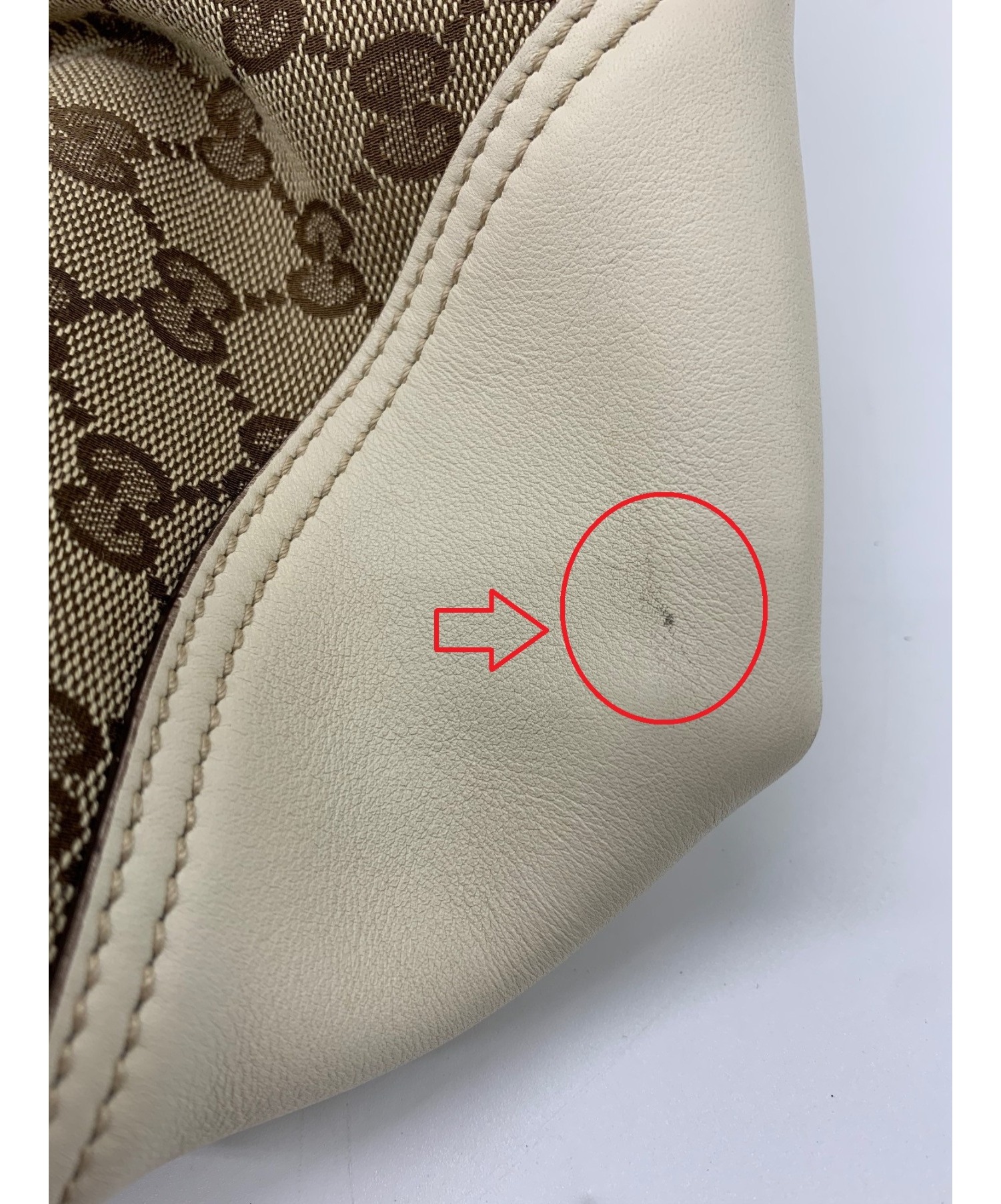 中古・古着通販】GUCCI (グッチ) トートバッグ ブラウン×ホワイト