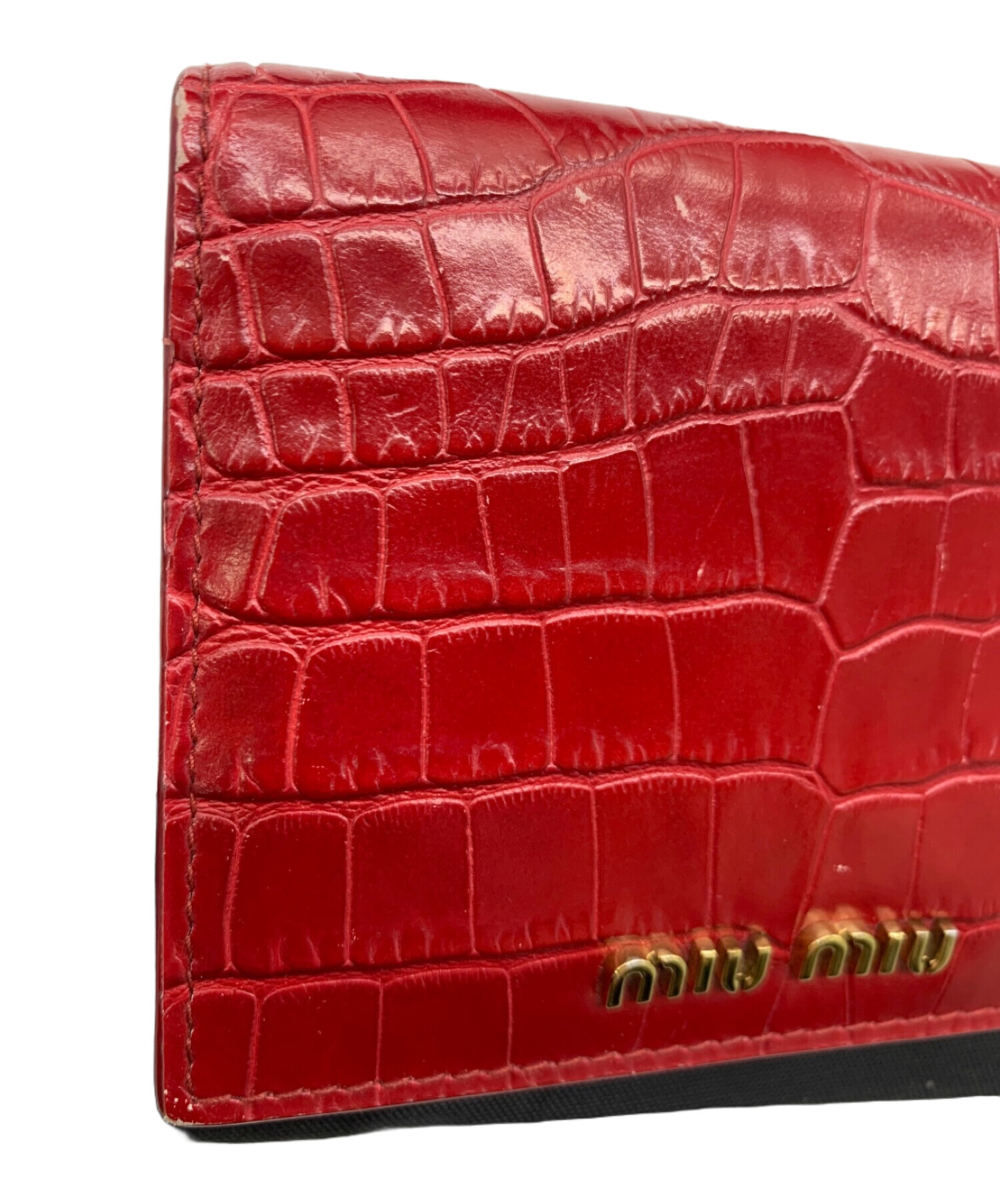 【最終値下げ】MIUMIU 折り財布　クロコダイル 最終値下げ】MIUMIU 折り財布 クロコダイル ミュウミュウ miumiu