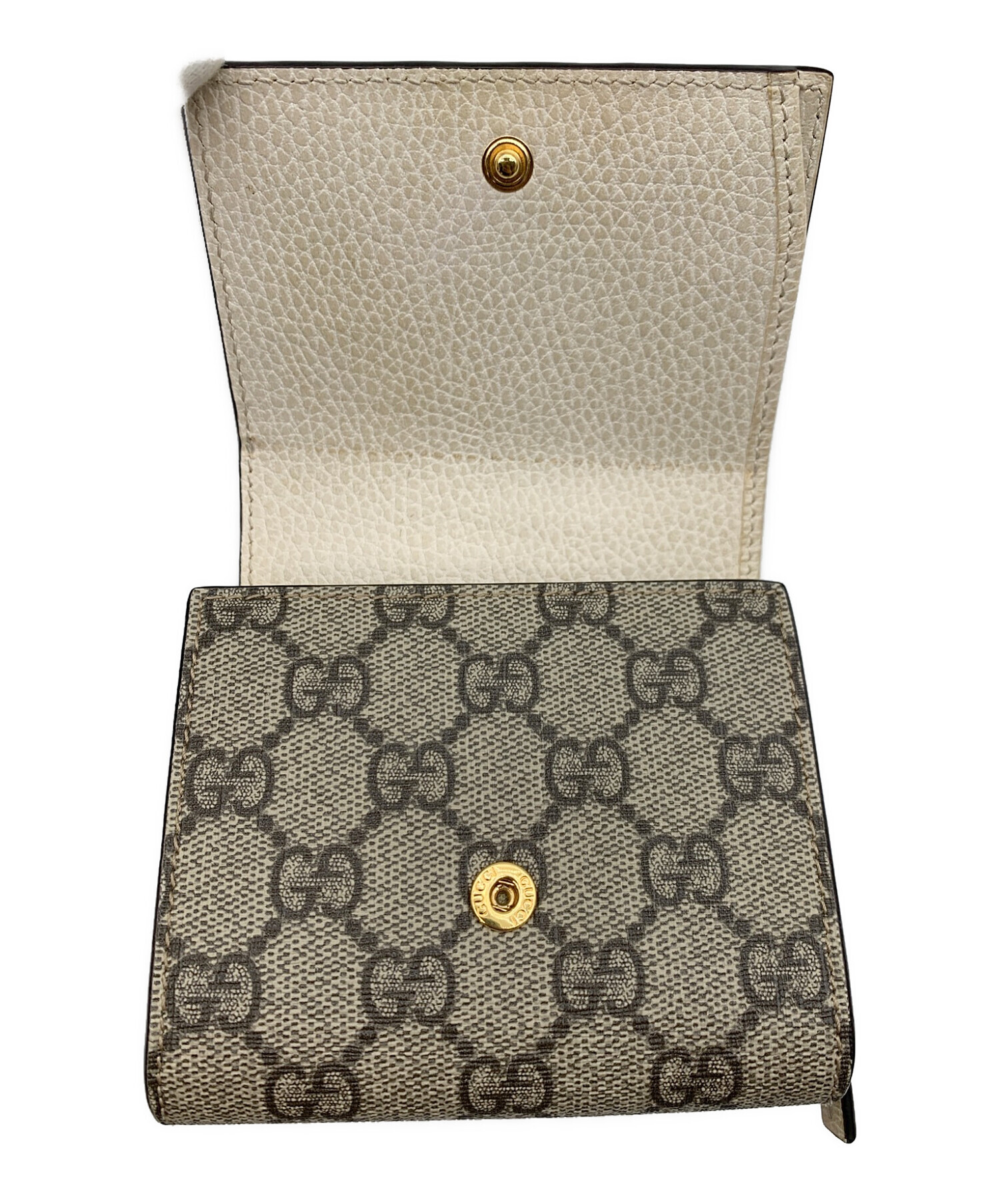 中古・古着通販】GUCCI (グッチ) 2つ折り財布 GG ベージュ×ホワイト