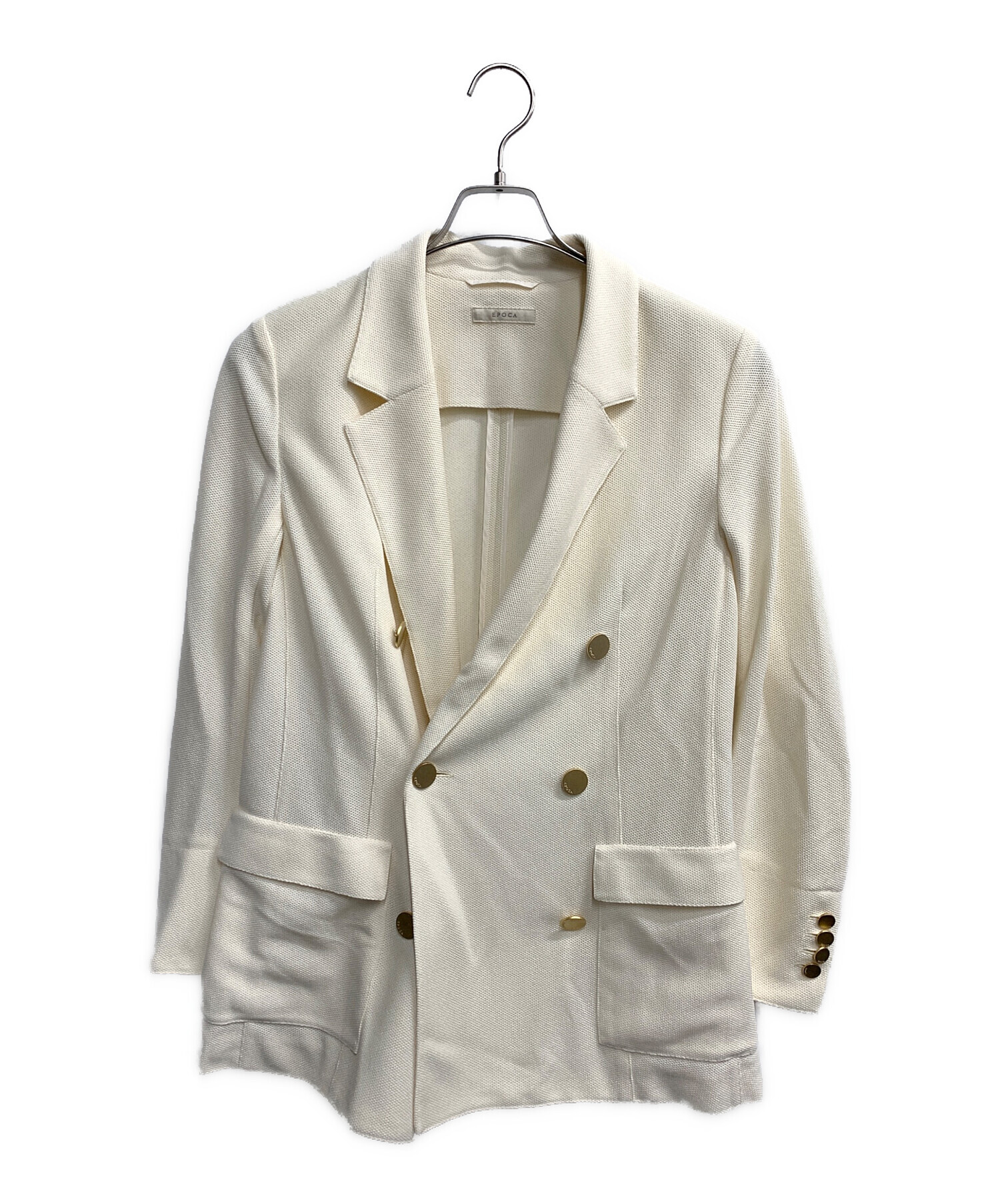 極美品 EPOCA ダブルブレストジャケット 金ボタン アイボリー 40 M 中古・古着通販】EPOCA (エポカ) ペーパーブレンドクロスダブル