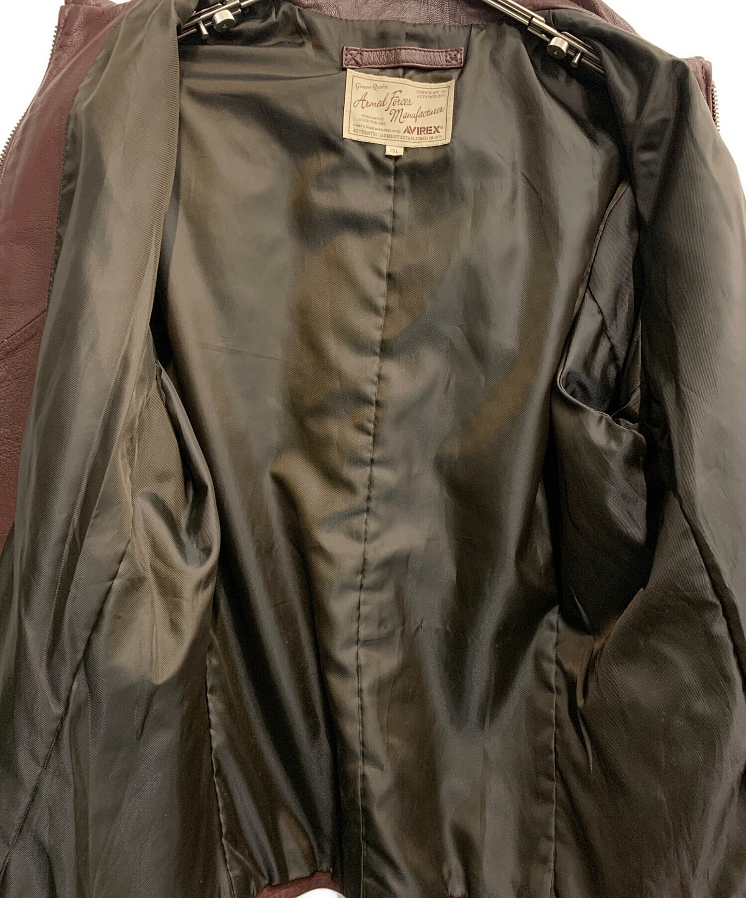 AVIREX アヴィレックス 牛革スウェードバッチジャケット 裏地チェックL AVIREX アヴィレックス 牛革スウェードバッチジャケット 裏地チェックL