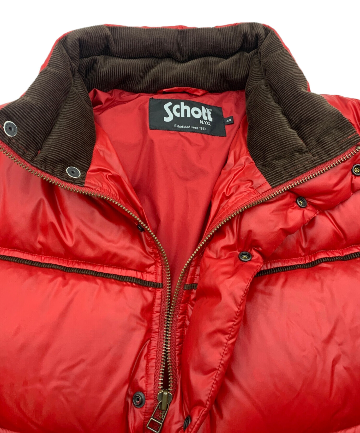 中古・古着通販】Schott (ショット) ダウンジャケット レッド サイズ
