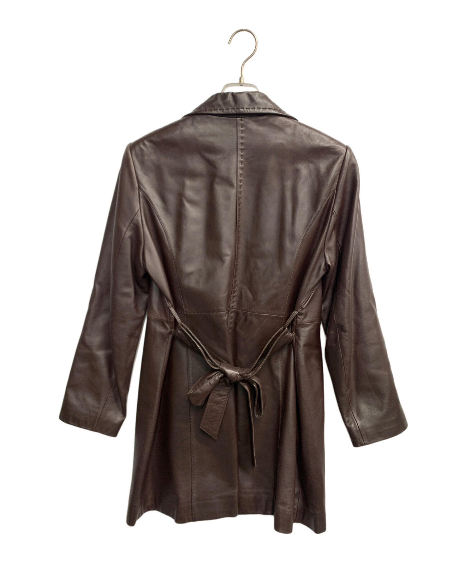 中古・古着通販】BALMAIN (バルマン) レザーコート ブラウン サイズ:11