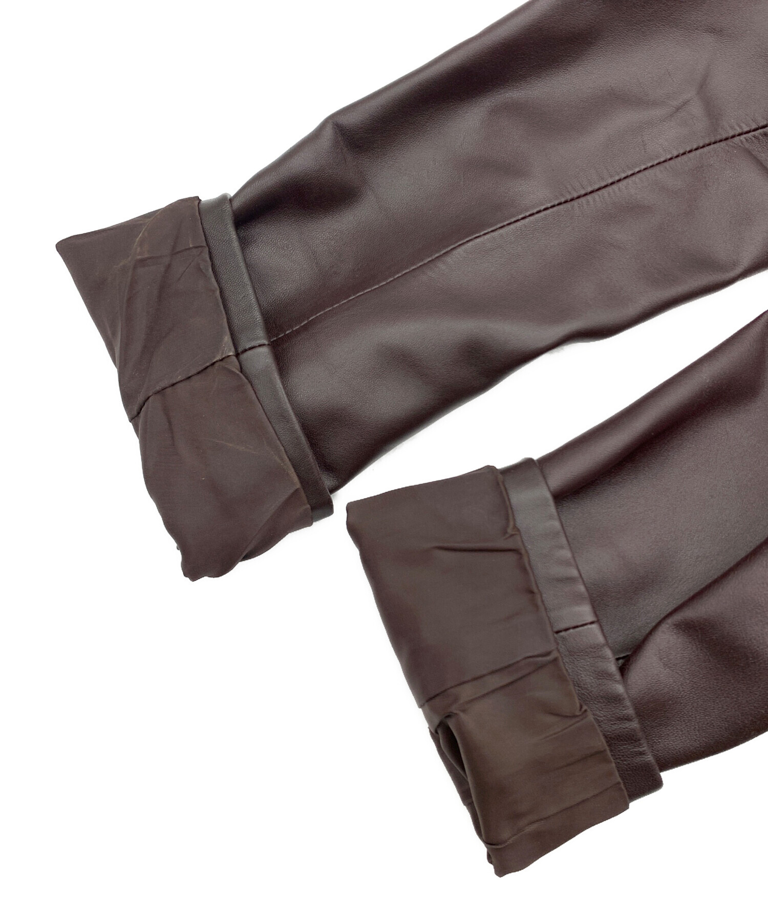 BALMAIN　バルマン　レザーコート　ファーコート　ブラウン　羊革　本革　茶 BALMAIN バルマン レザーコート ファーコート ブラウン 羊革 本革 茶