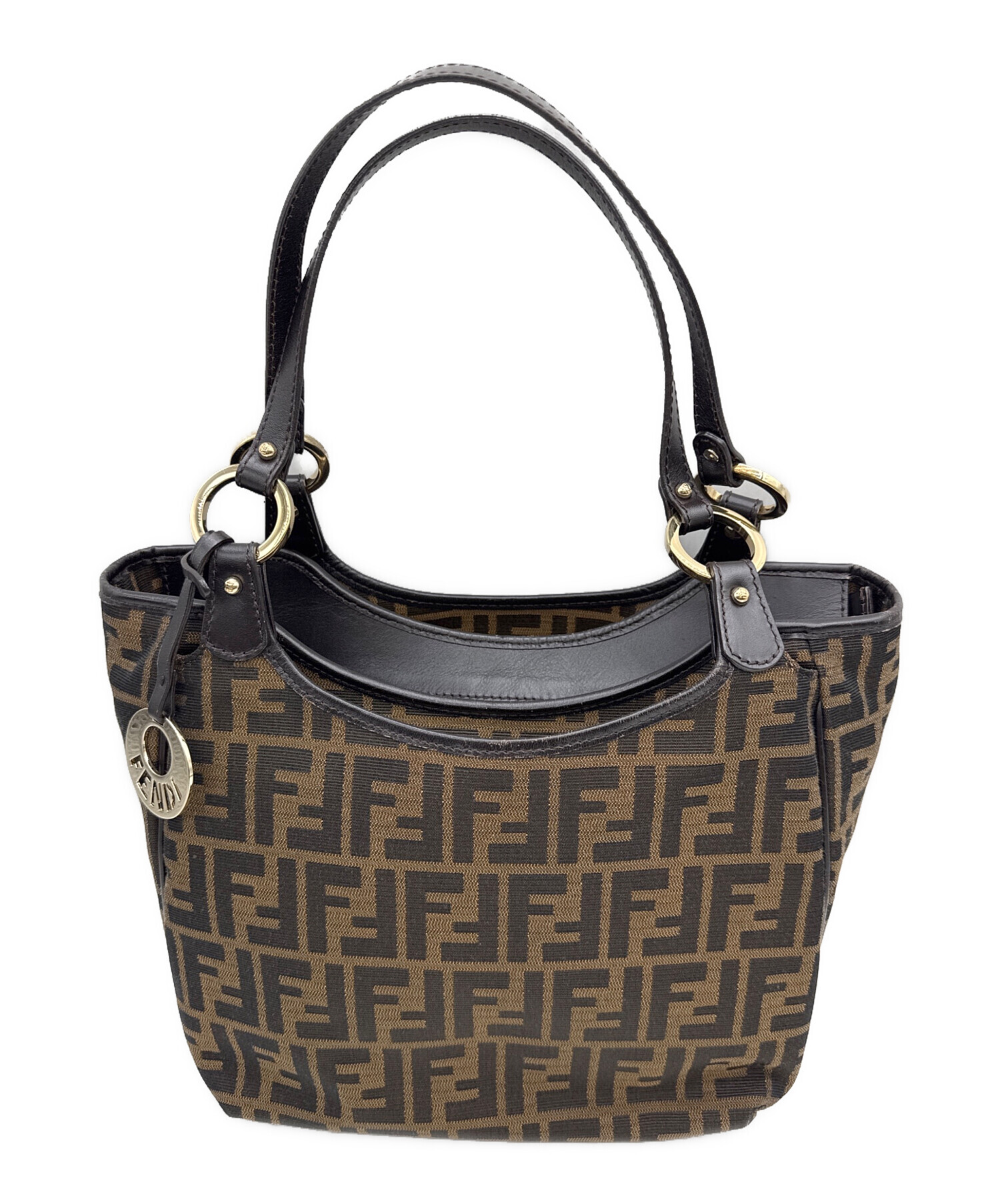 FENDI ハンドバッグ 中古・古着通販】FENDI (フェンディ) ハンドバッグ ズッカ ブラウン