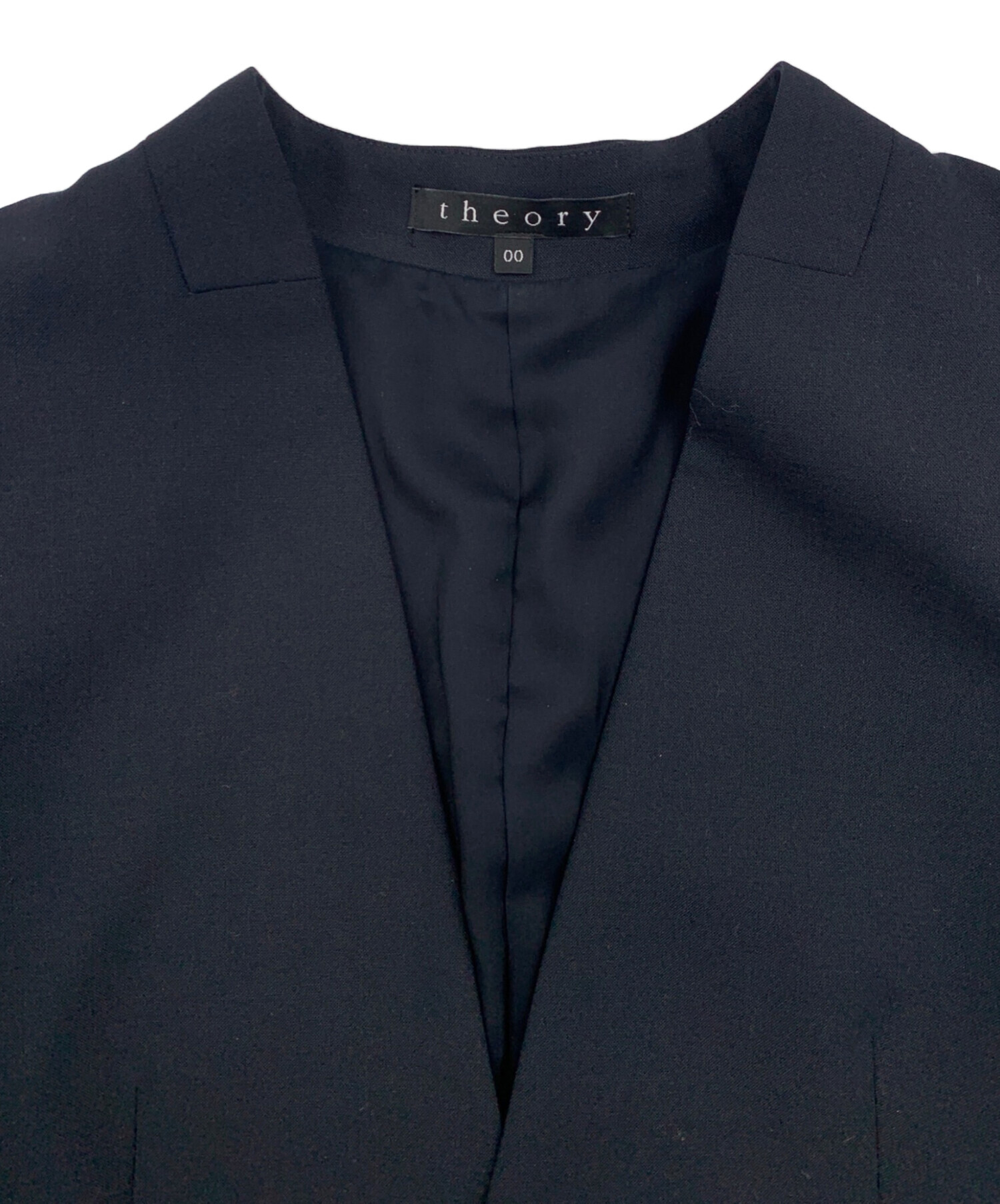 中古・古着通販】theory (セオリー) ノーカラージャケット ネイビー 