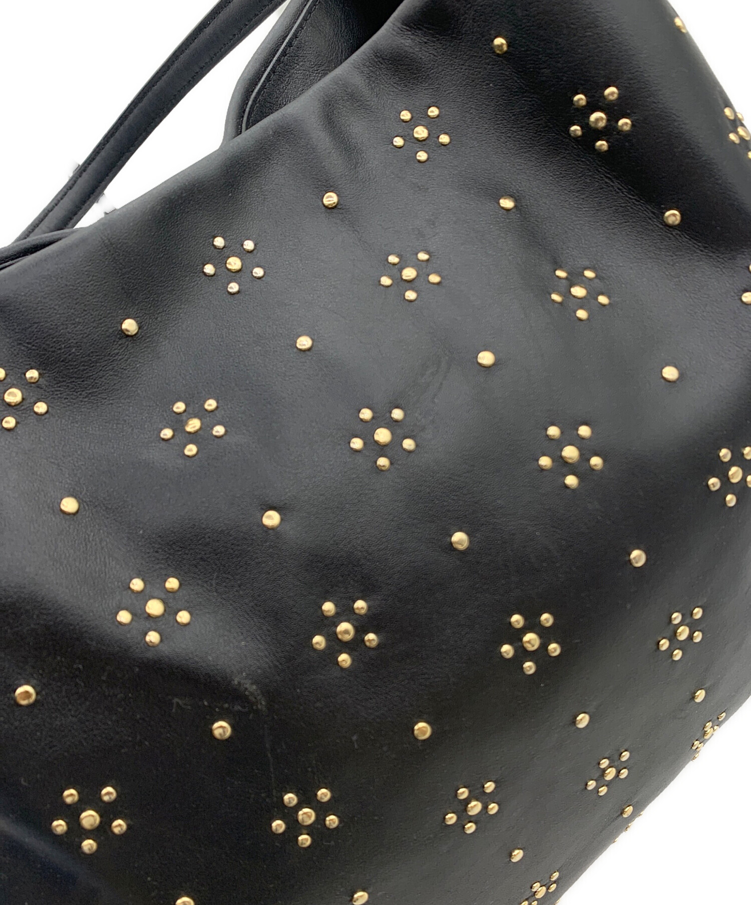 中古・古着通販】COACH (コーチ) スタッズレザートートバッグ ブラック 