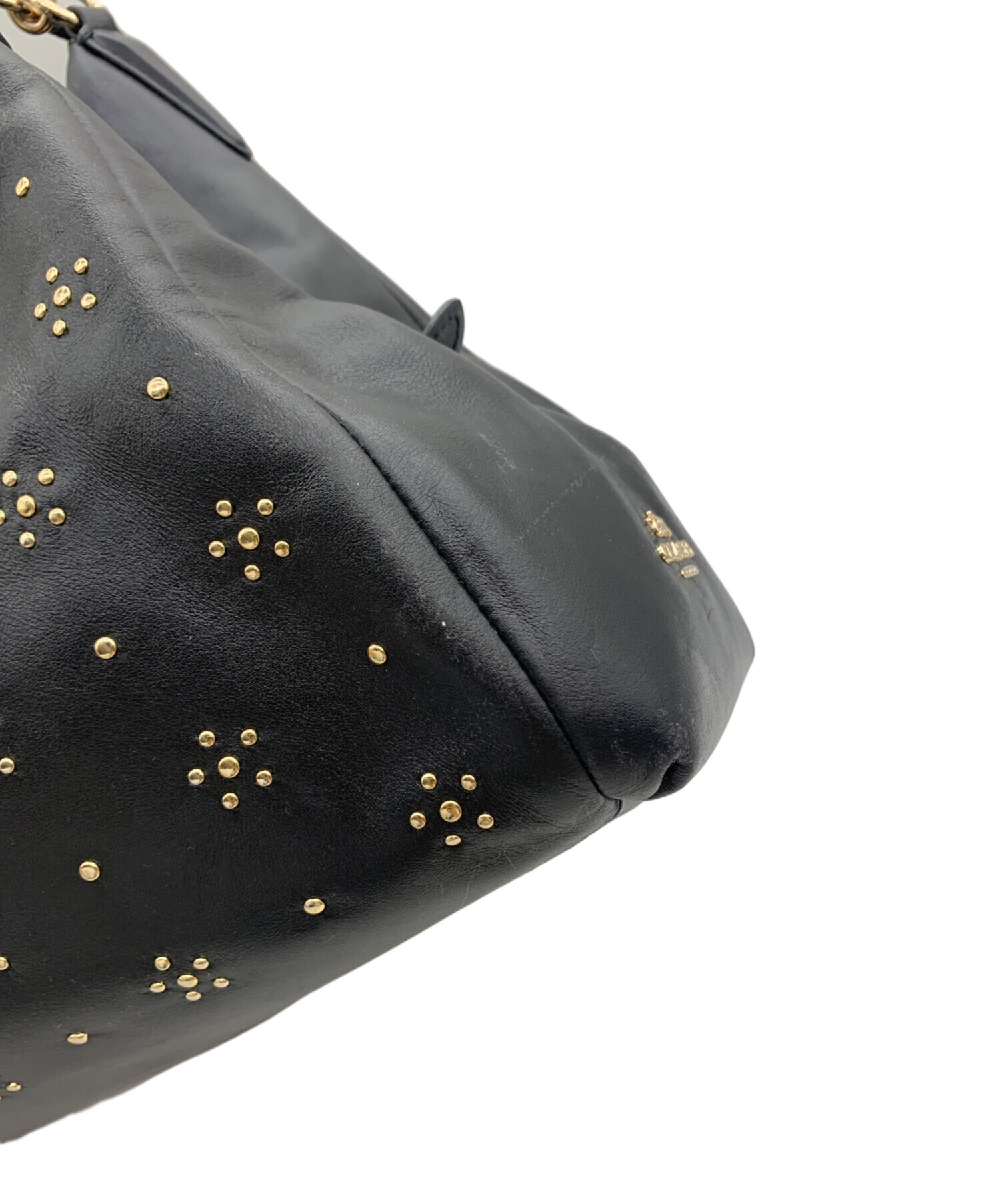 中古・古着通販】COACH (コーチ) スタッズレザートートバッグ ブラック 