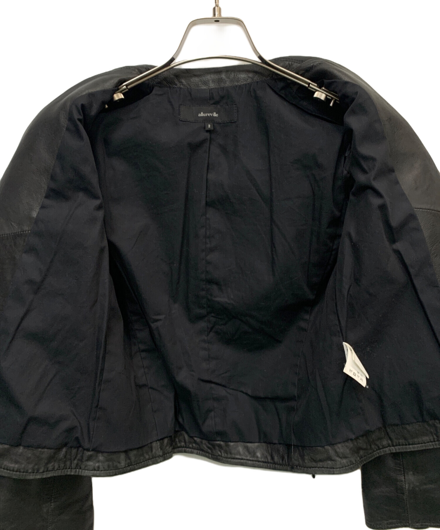 allureville ブラックライダースジャケット allureville(アルアバイル)｜シープレザーライダース/ブラック