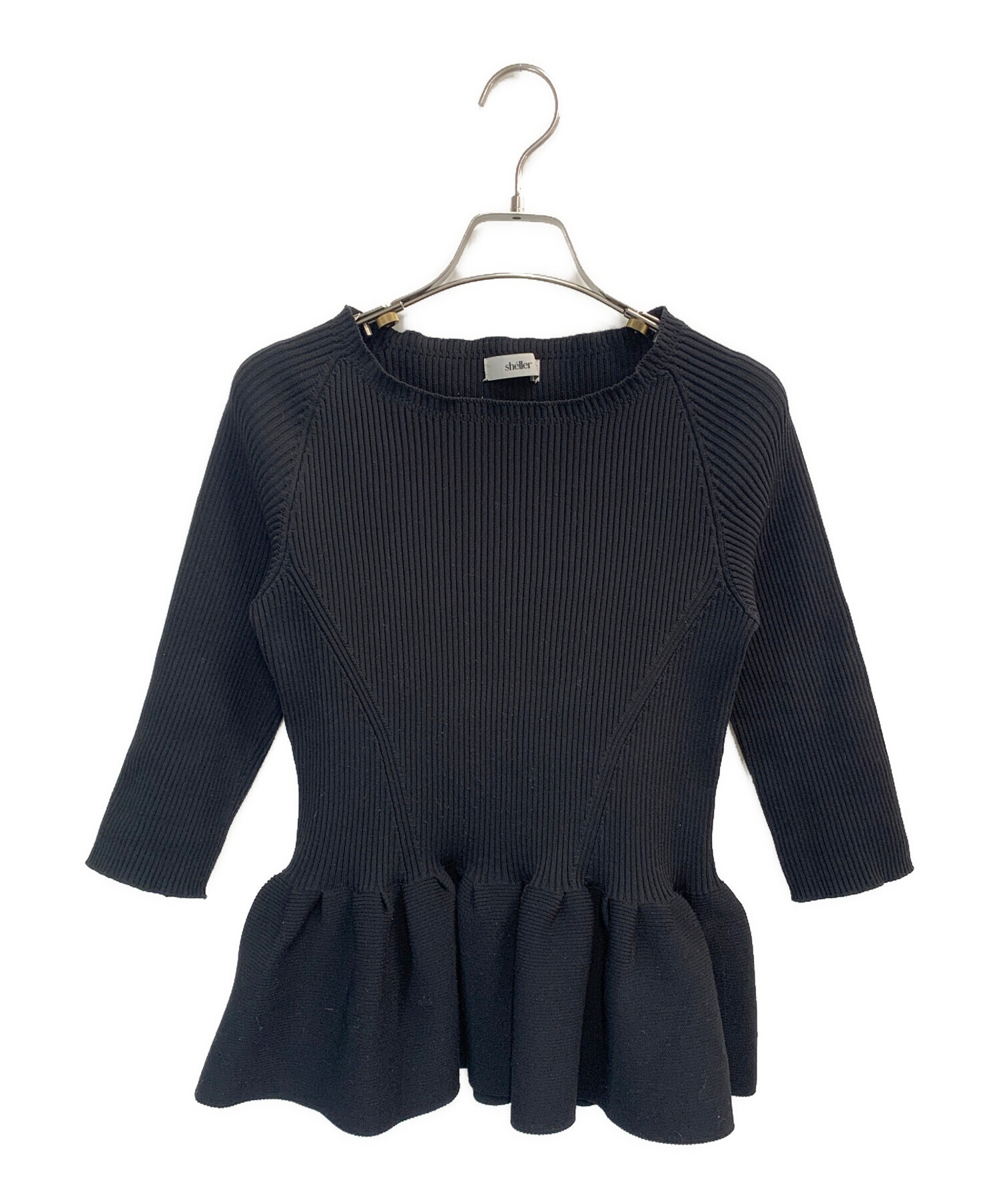 シェリエ　sheller ニット　ブラック 中古・古着通販】sheller (シェリエ) 薄手ニット ブラック サイズ:F