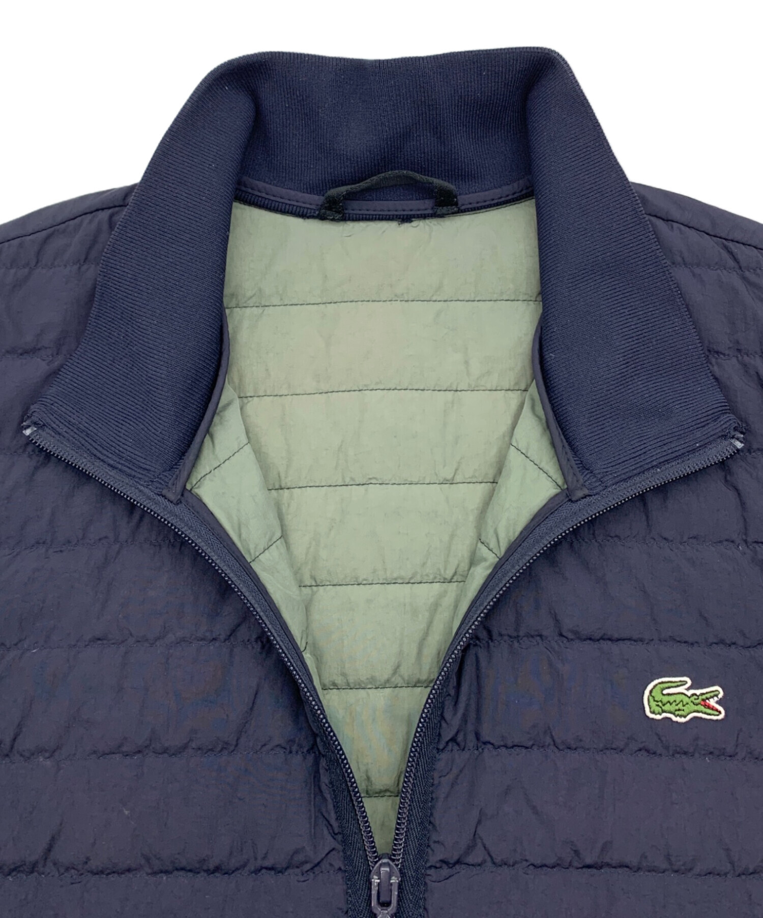 Lacoste ラコステ　ダウンジャケット　フェザー　ネイビー　サイズ34 中古・古着通販】LACOSTE (ラコステ) リブニットスタンドカラーダウン