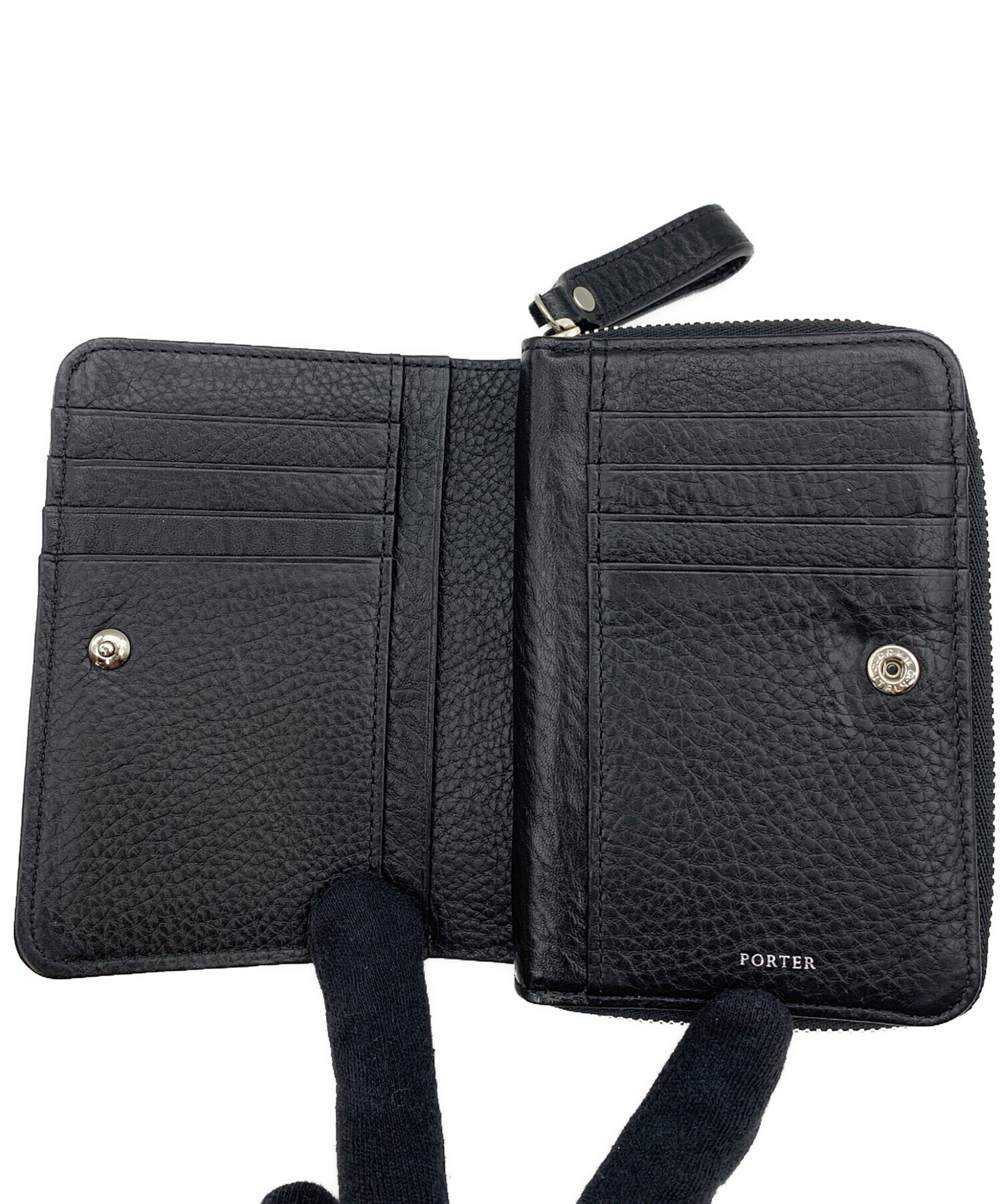 中古 PORTER ポーター スプレンダー 二つ折り財布 ブラック 本革 レザー 中古 PORTER ポーター スプレンダー 二つ折り財布 ブラック 本革