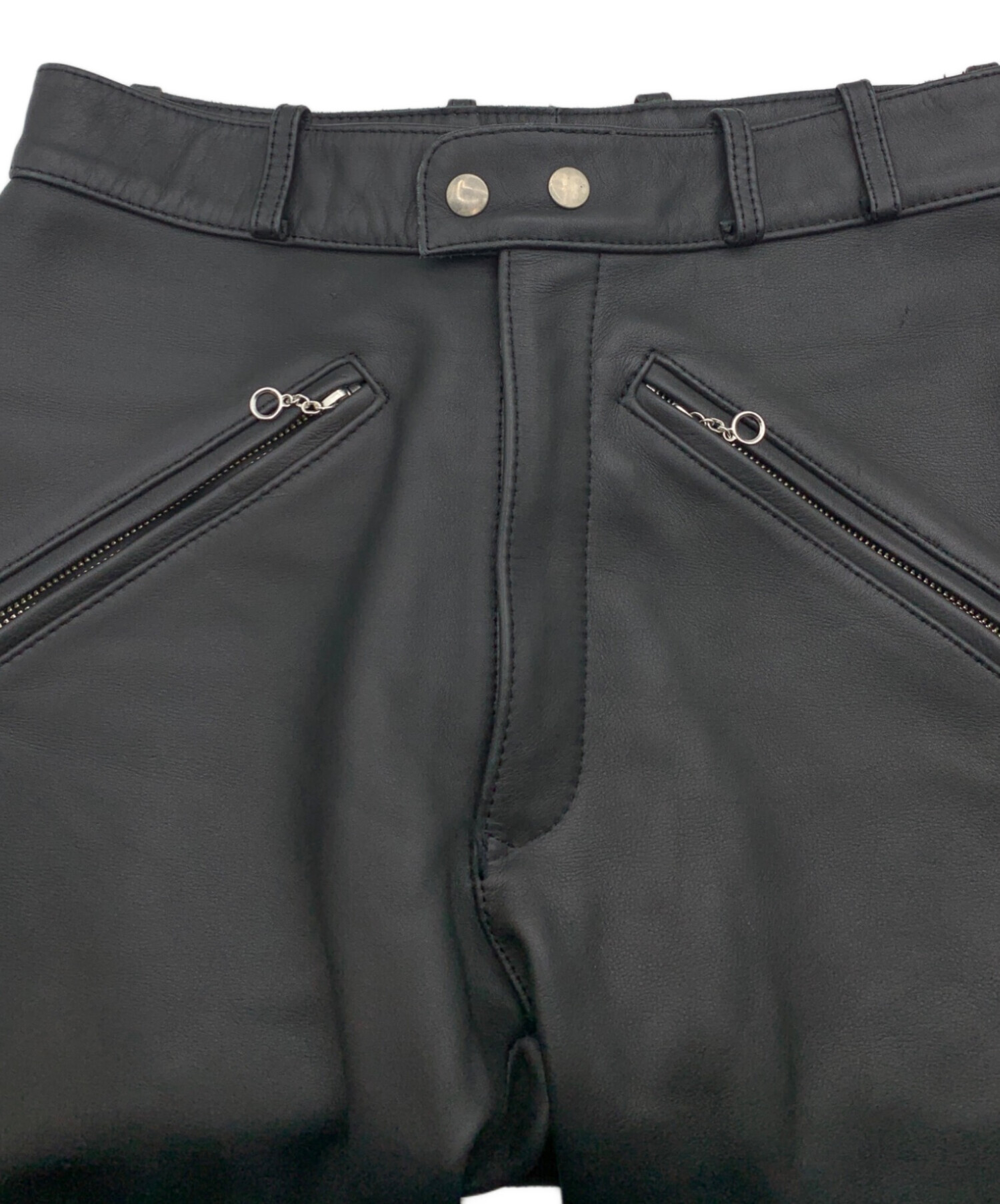 GREEDYレザーパンツ ブラック バイク用 中古・古着通販】GREEDY (グリーディ) レザーパンツ ブラック サイズ:M