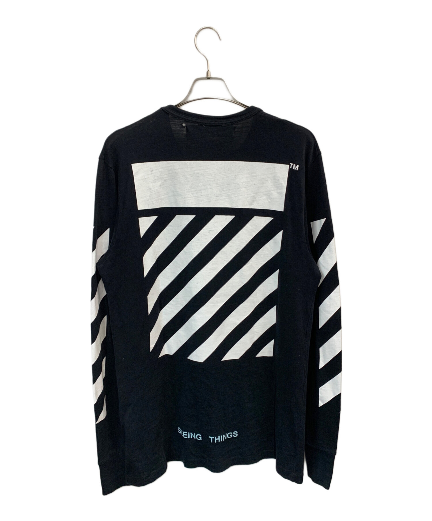 Off-White アートプリント長袖カットソー 中古・古着通販】OFFWHITE (オフホワイト) 長袖カットソー ブラック