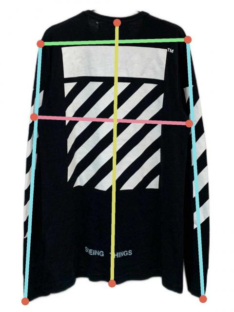 中古・古着通販】OFFWHITE (オフホワイト) 長袖カットソー ブラック