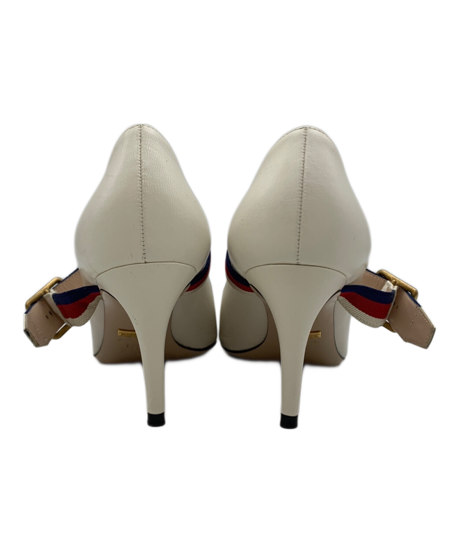 中古・古着通販】GUCCI (グッチ) ウェブラインヒールパンプス ホワイト