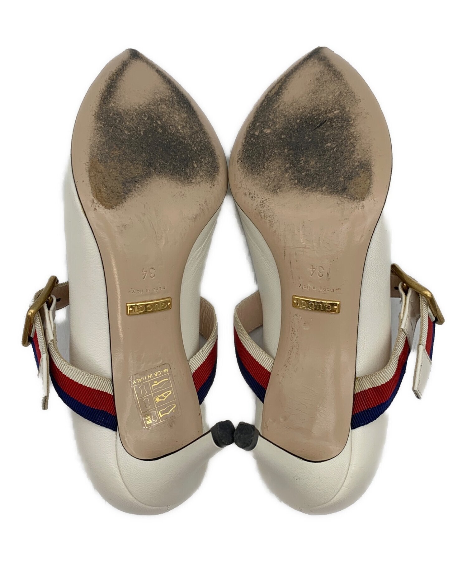 中古・古着通販】GUCCI (グッチ) ウェブラインヒールパンプス ホワイト