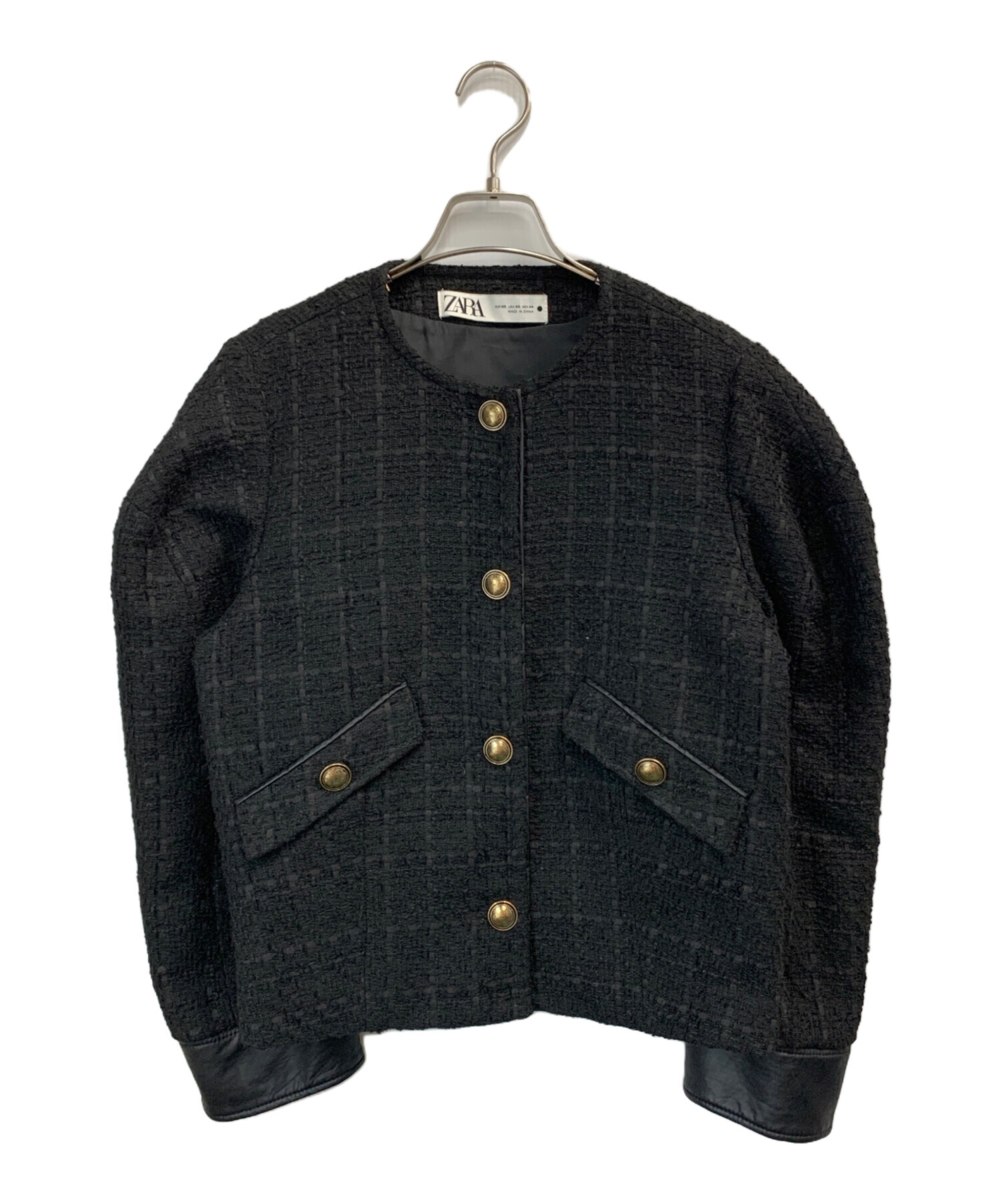 中古・古着通販】ZARA (ザラ) ノーカラージャケット ブラック サイズ