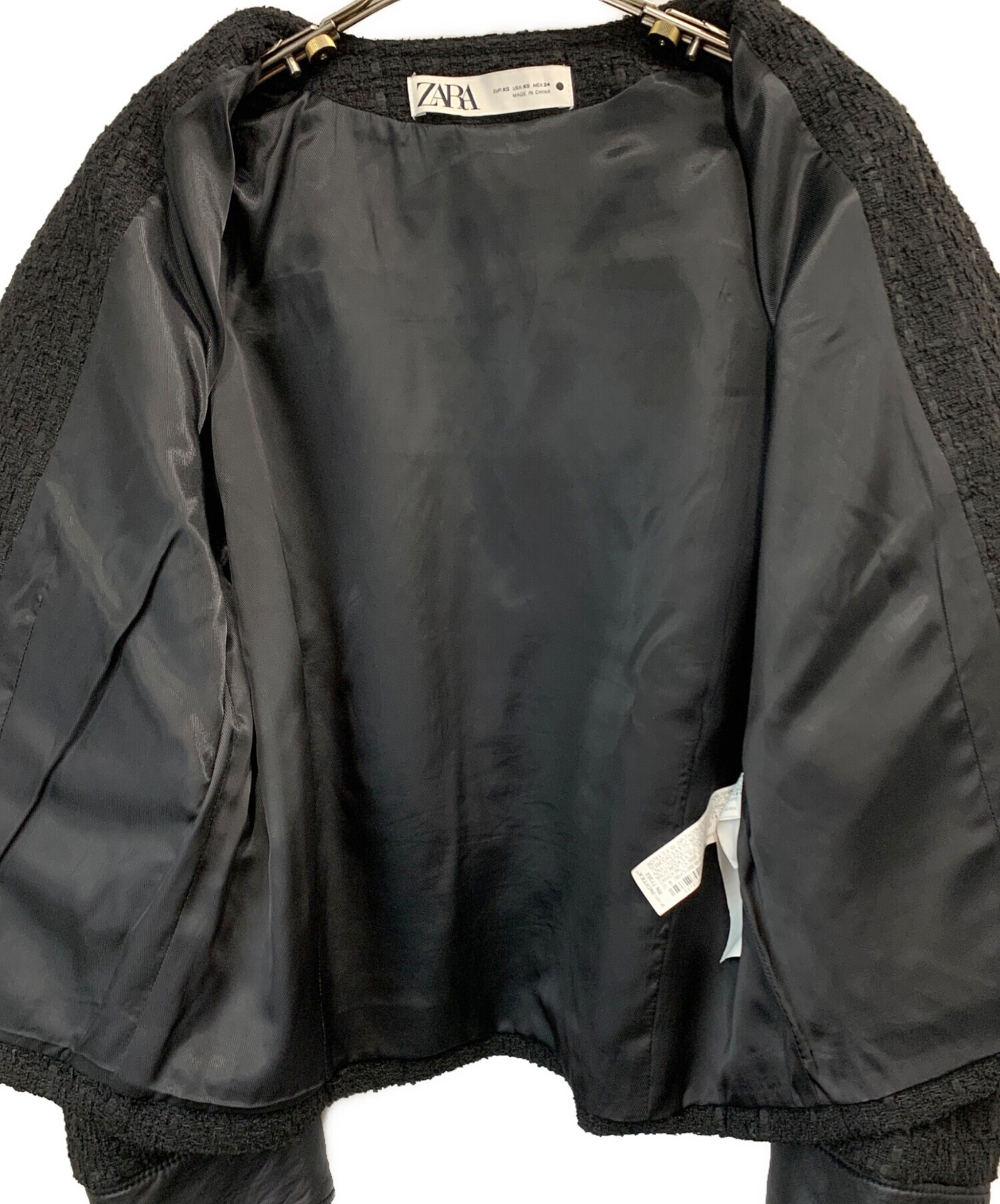 中古・古着通販】ZARA (ザラ) ノーカラージャケット ブラック サイズ