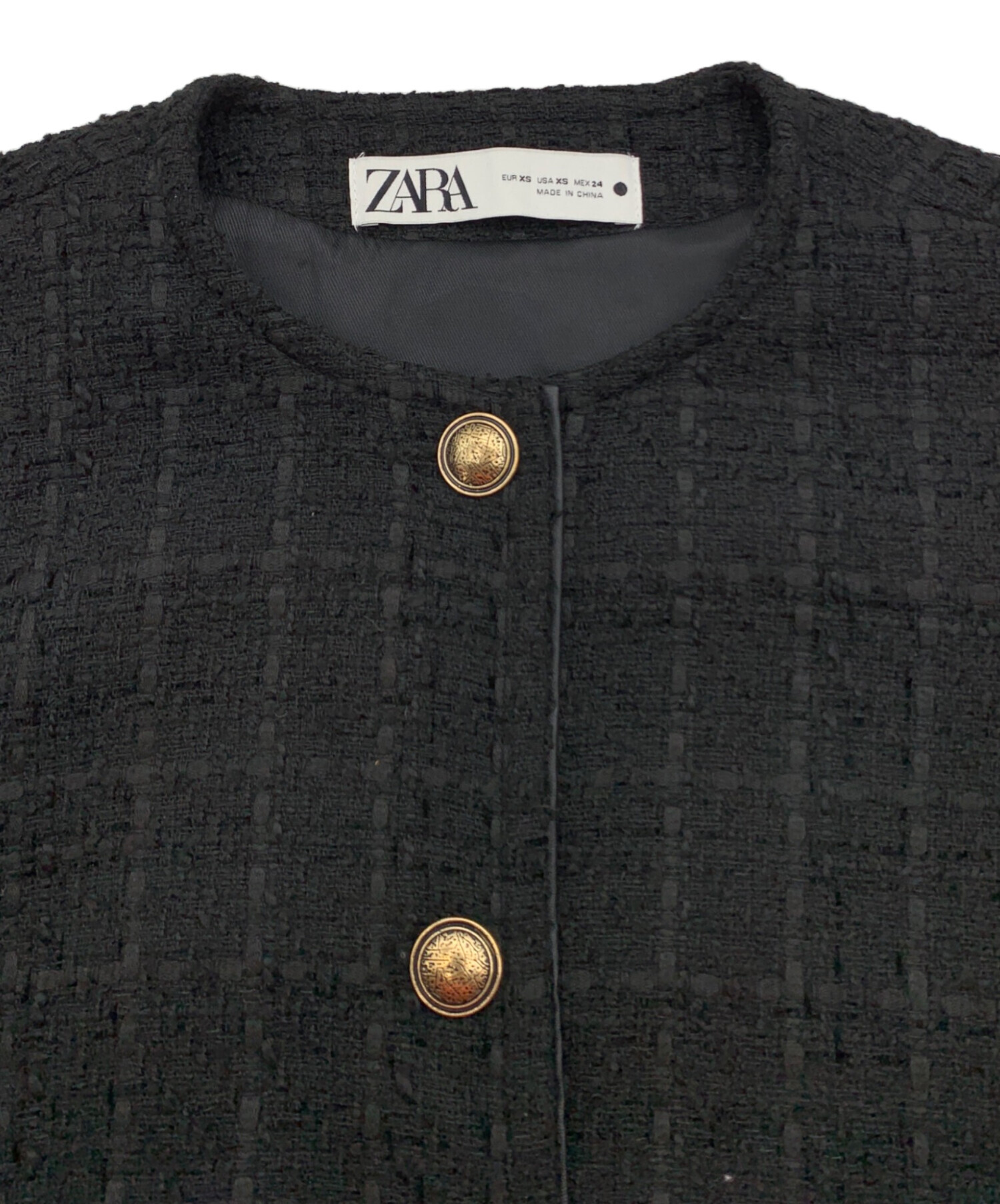 中古・古着通販】ZARA (ザラ) ノーカラージャケット ブラック サイズ
