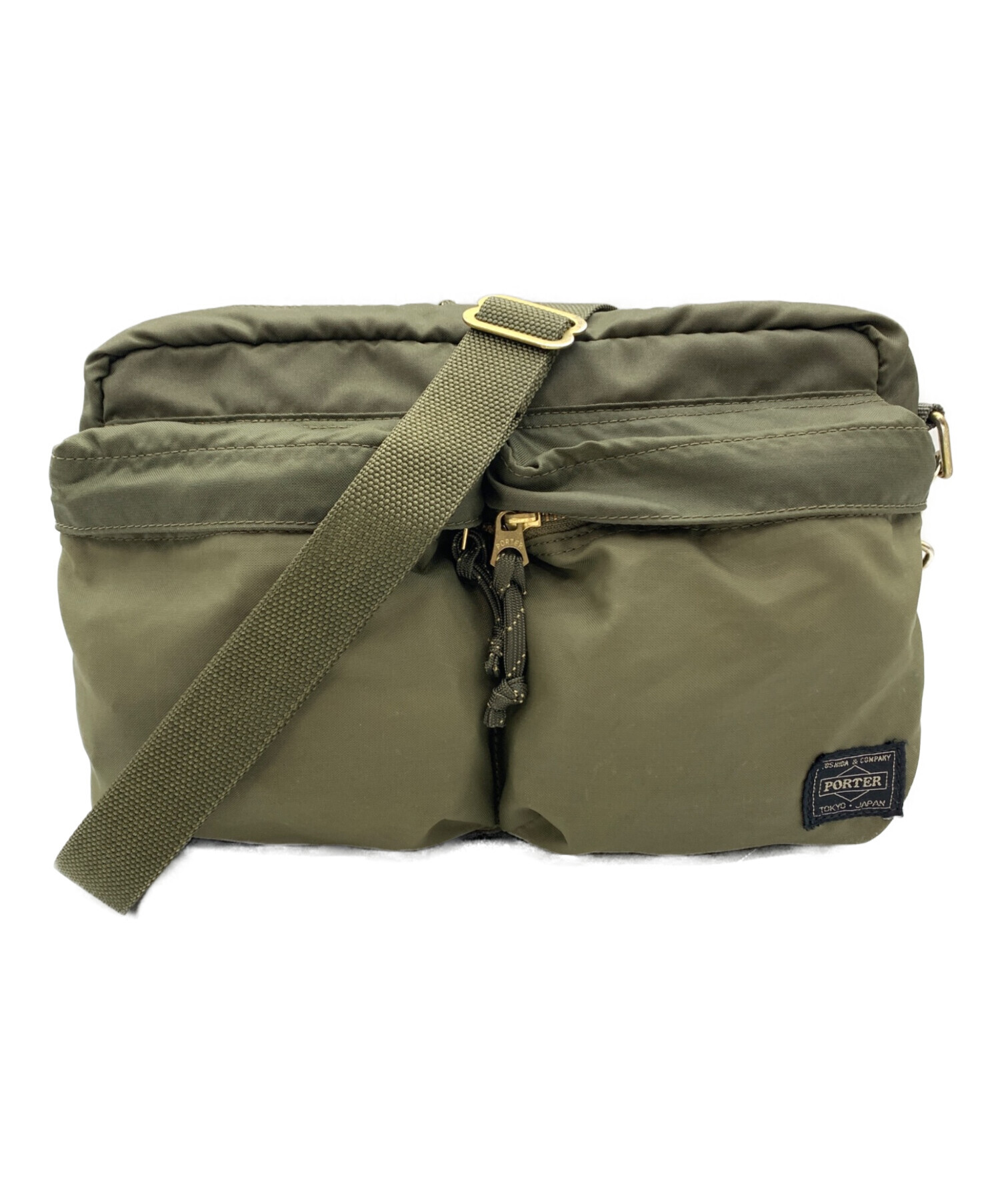 PORTER ポーター カーキ　ショルダー 中古・古着通販】PORTER (ポーター) ショルダーバッグ カーキ