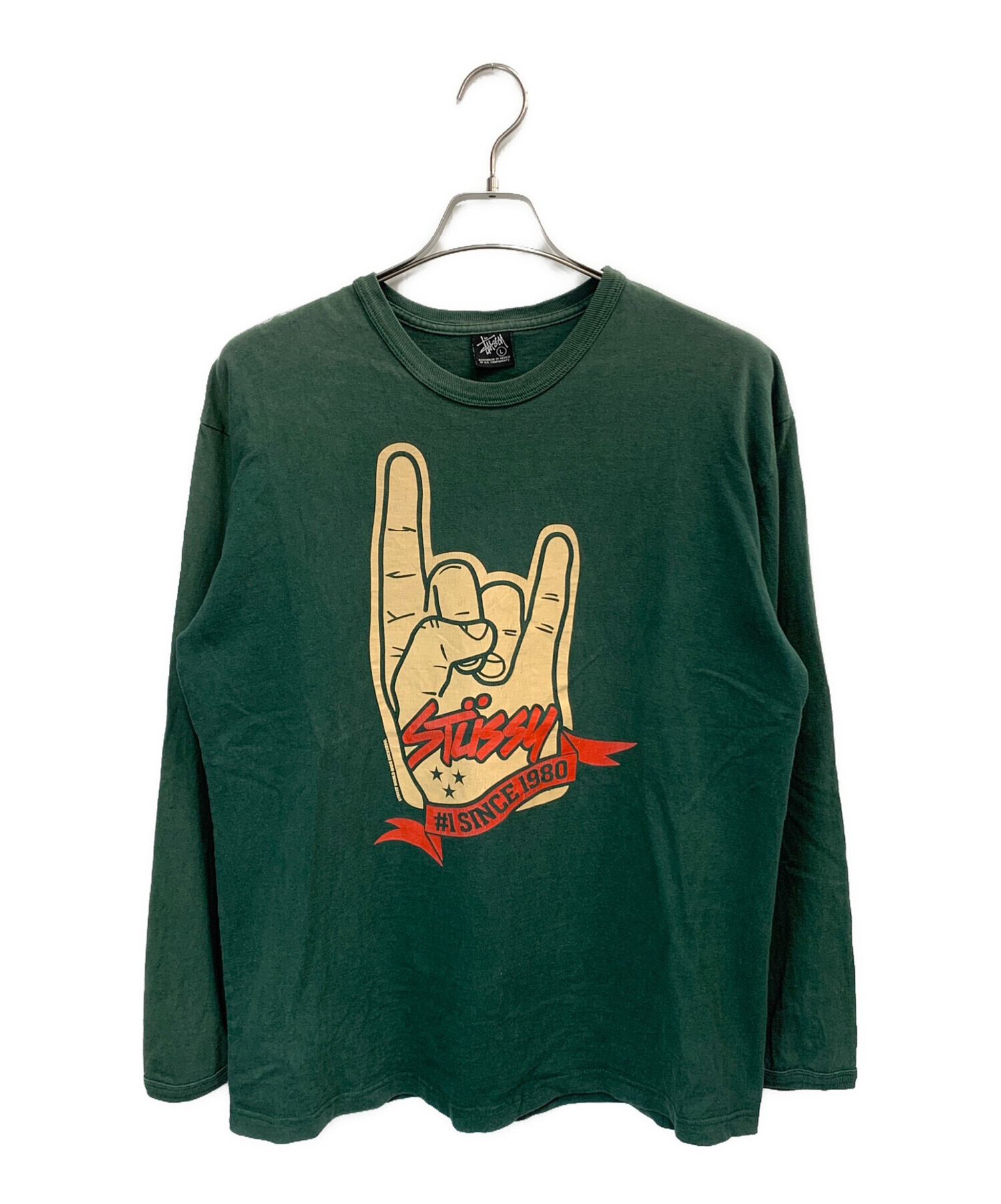 中古・古着通販】stussy (ステューシー) 長袖カットソー グリーン 