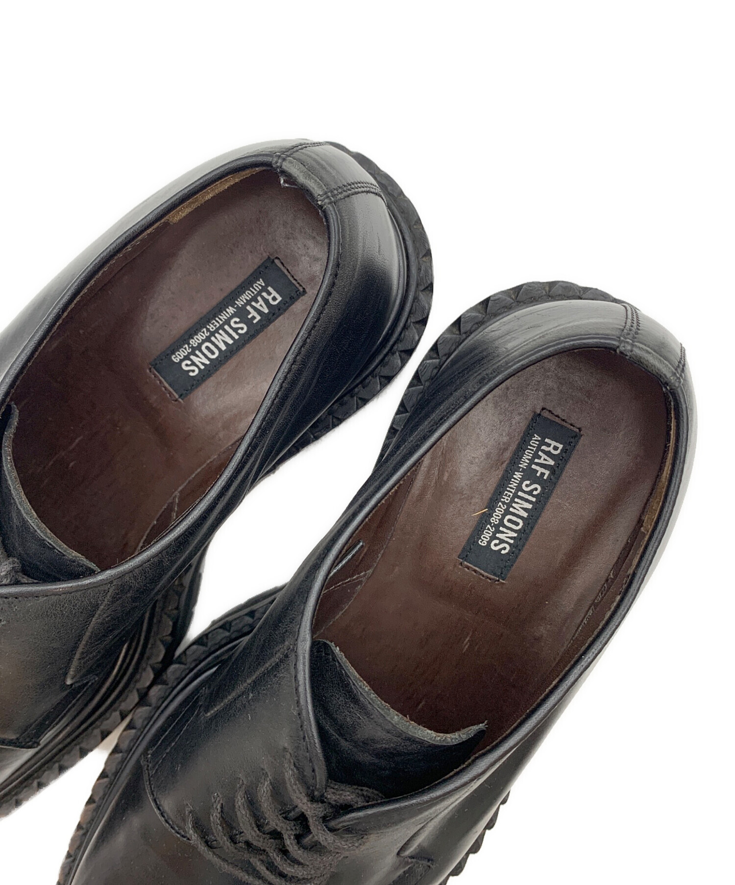 ま*さ様 RAF SIMONS レザー バレエシューズ ブラック 中古・古着通販】RAF SIMONS (ラフシモンズ) レザーシューズ ブラック