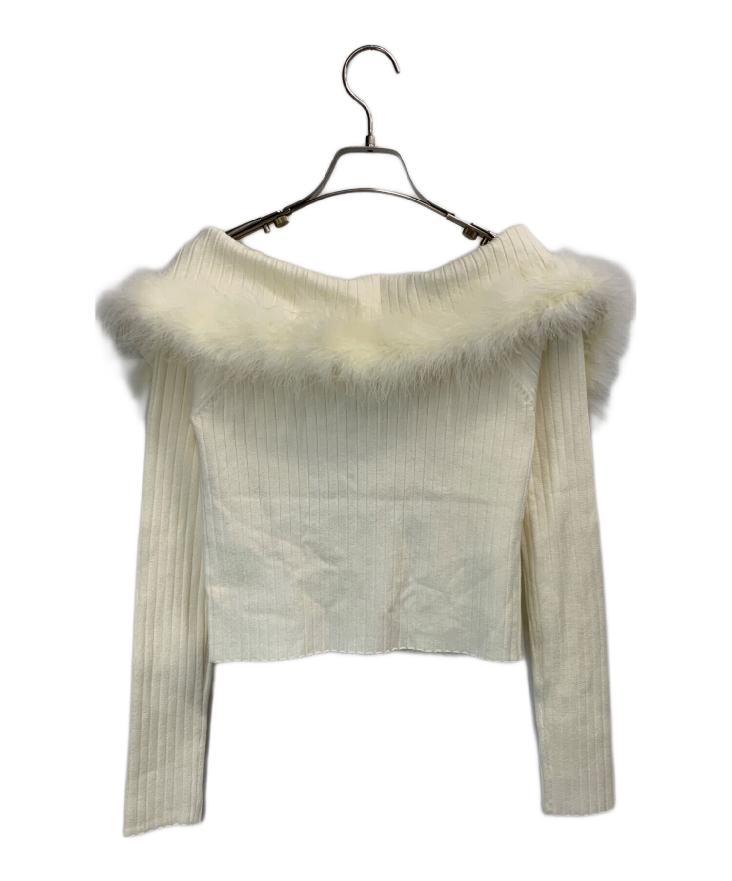 中古・古着通販】M ME EME (エムミーエメ) Off shoulder feather knit