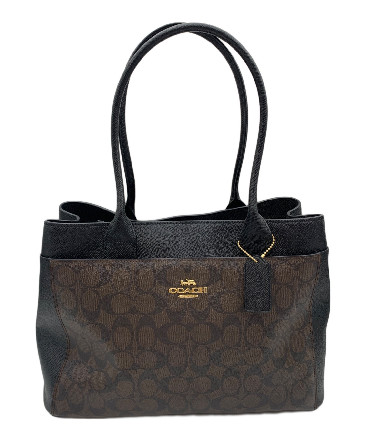 中古・古着通販】COACH (コーチ) ハンドバッグ ブラック×ブラウン