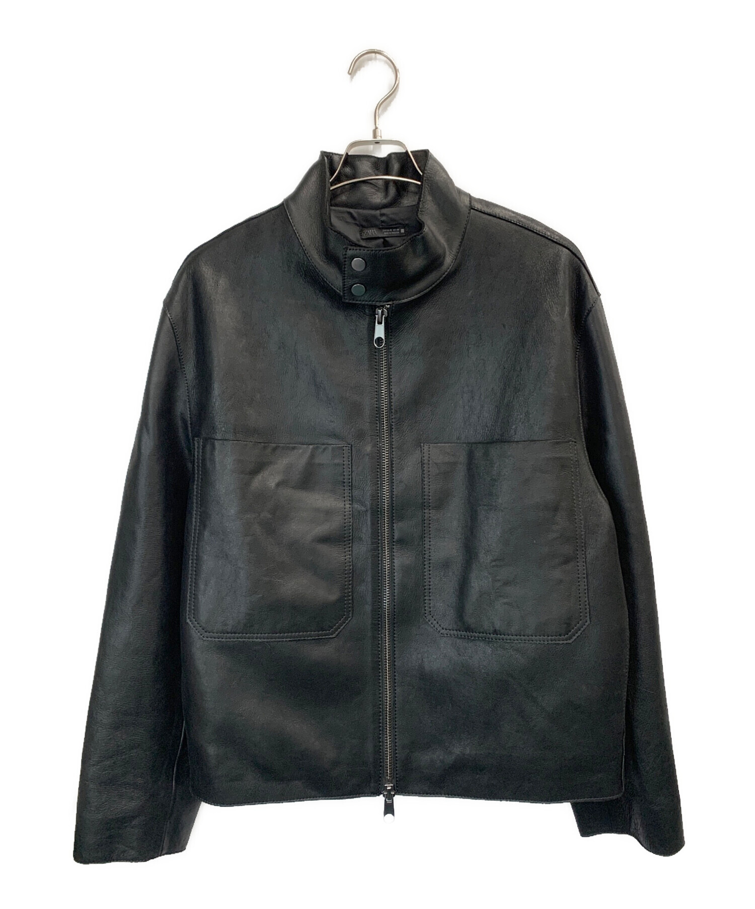 未使用】 ZARA バックル コントラスト ボンバー ジャケット ブラック 