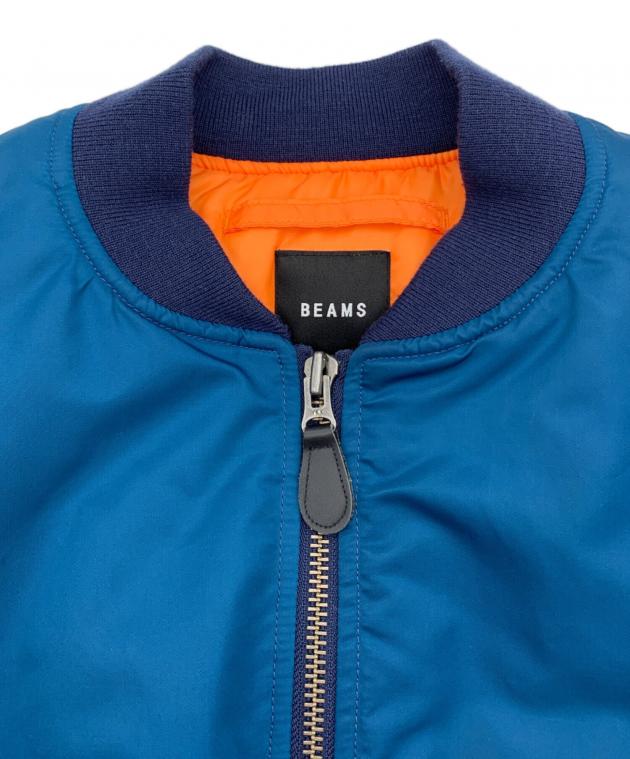 ★7W5 BEAMS リバーシブルMA-1 キルティングジャケット　紺　黒　古着 中古・古着通販】BEAMS (ビームス) MA-1ジャケット ブルー サイズ:M