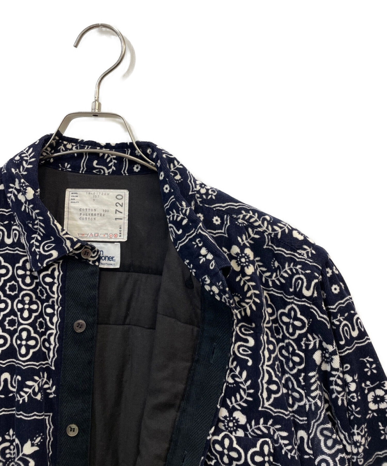 サカイ×レインスプーナー　ファブリック切替フラワー柄ミリタリージャケット コート サカイ×レインスプーナー ファブリック切替フラワー柄ミリタリー