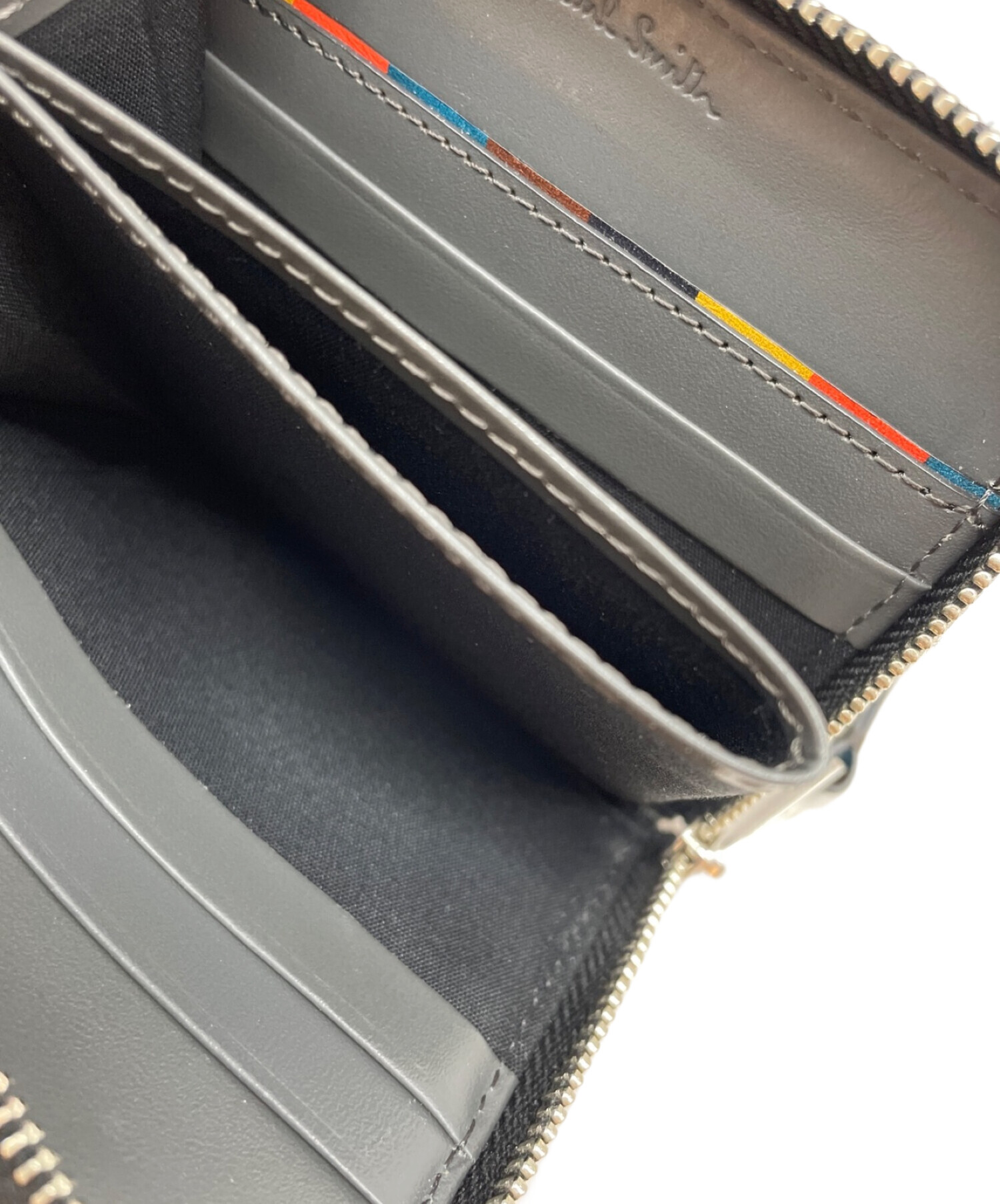未使用 Paul Smith ポールスミス 財布 ブライトストライププラー 黒 新品未使用】ポールスミス ブライトストライププラー二つ折り財布