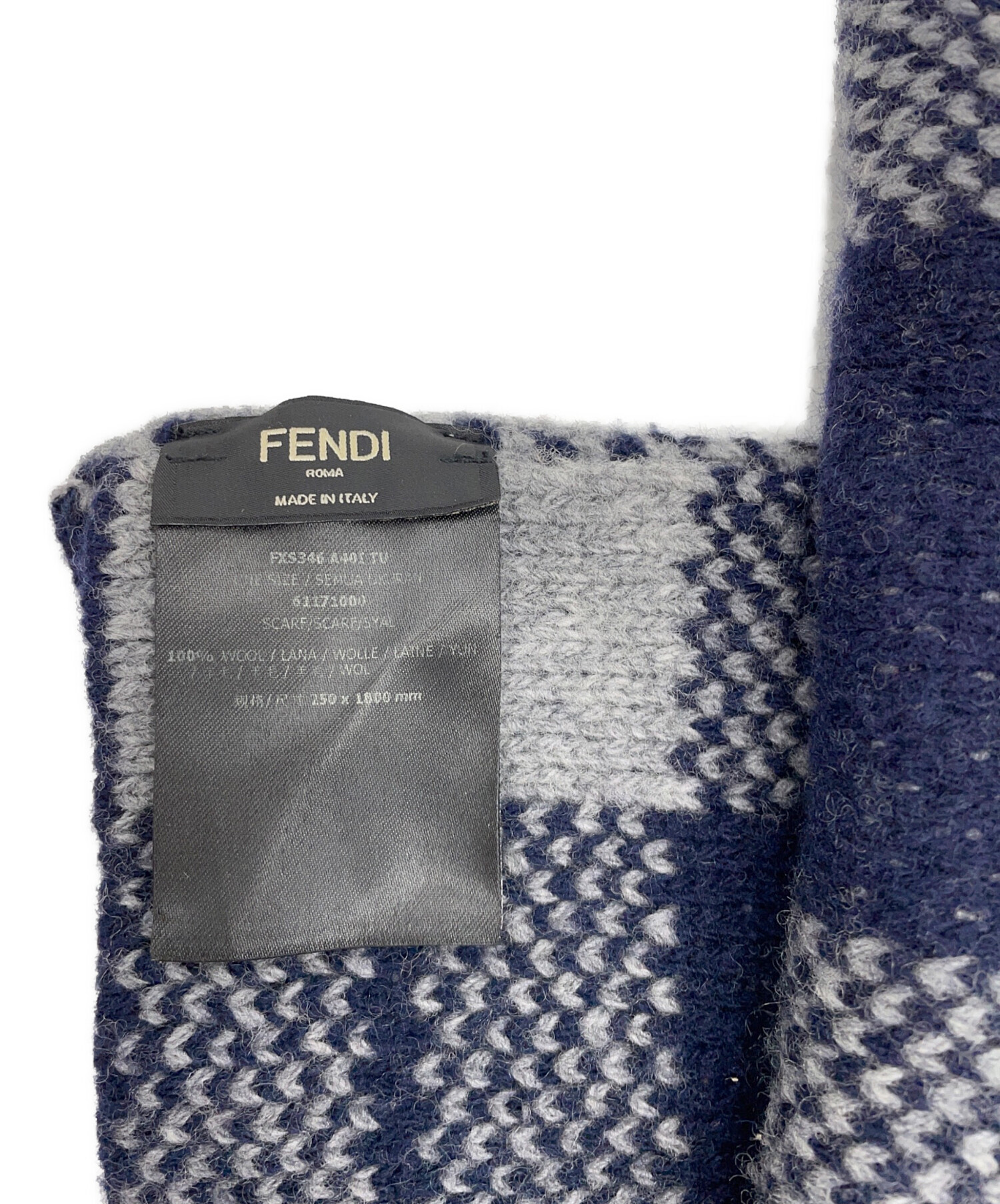 中古・古着通販】FENDI (フェンディ) マフラー ネイビー×グレー