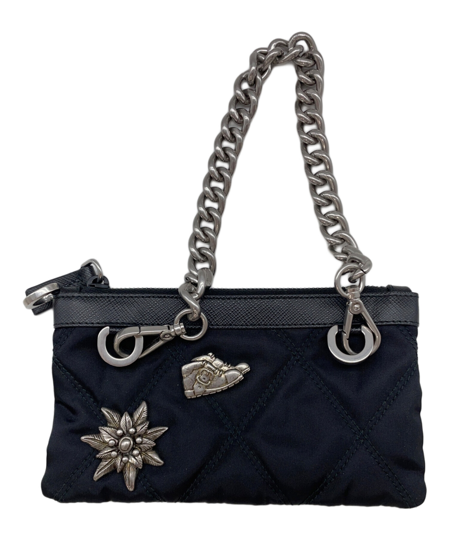 中古・古着通販】PRADA (プラダ) キルティングチェーンウォレット 