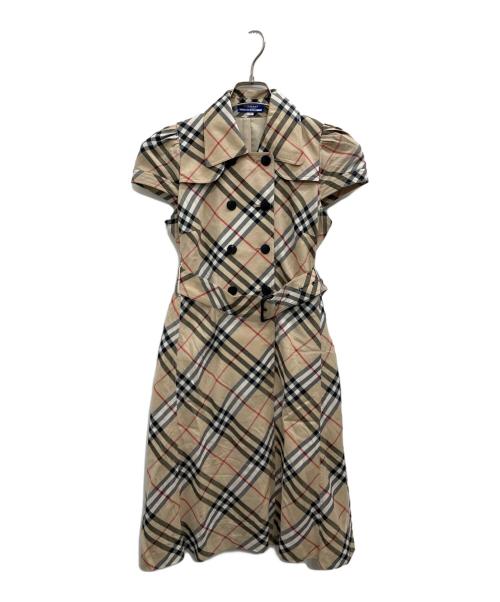 A6529 バーバリーブルーレーベル ロングワンピース 綿 ベージュ 38 中古・古着通販】BURBERRY BLUE LABEL (バーバリーロンドンブルー