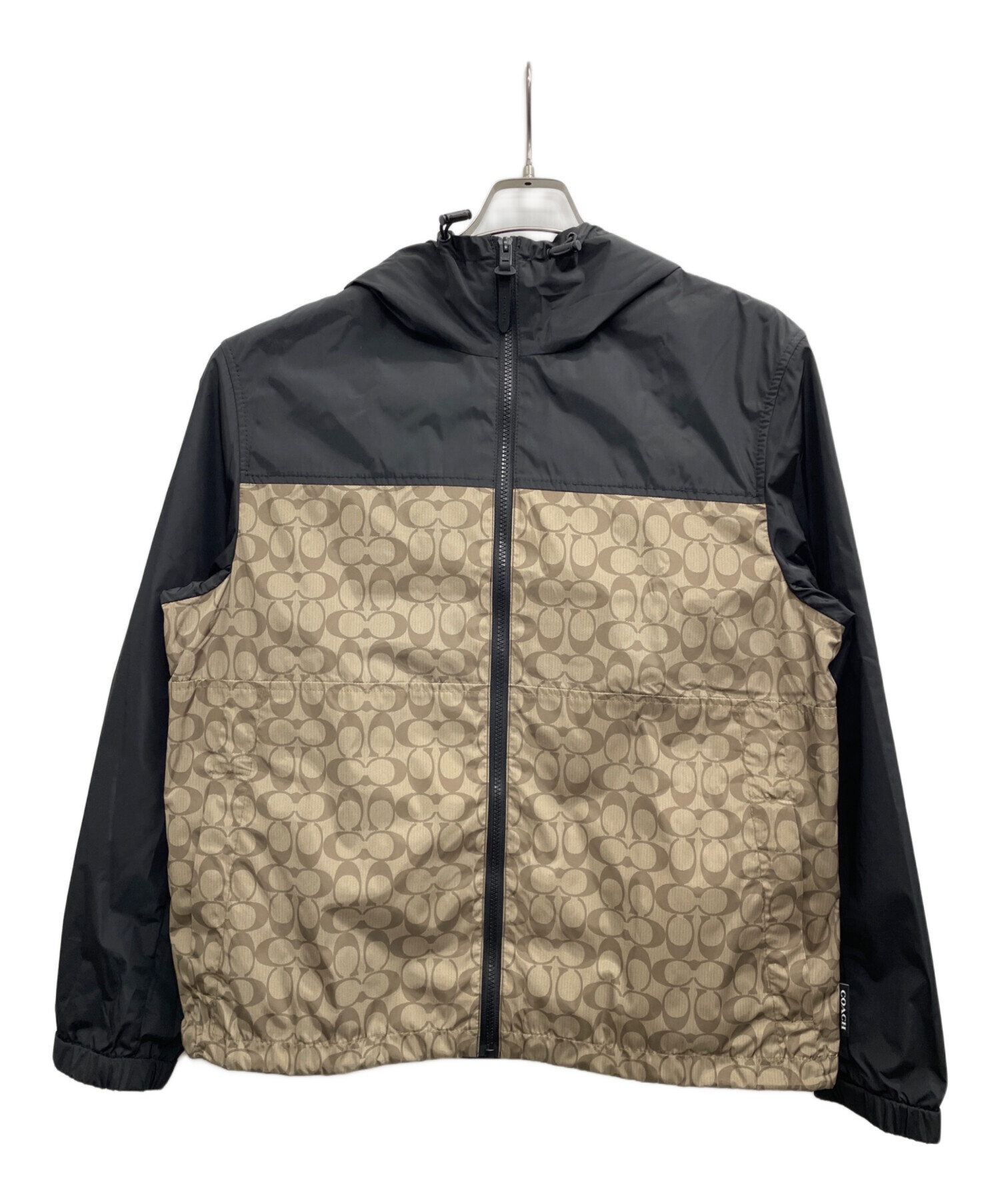 中古・古着通販】COACH (コーチ) フードジャケット ブラック×ベージュ 