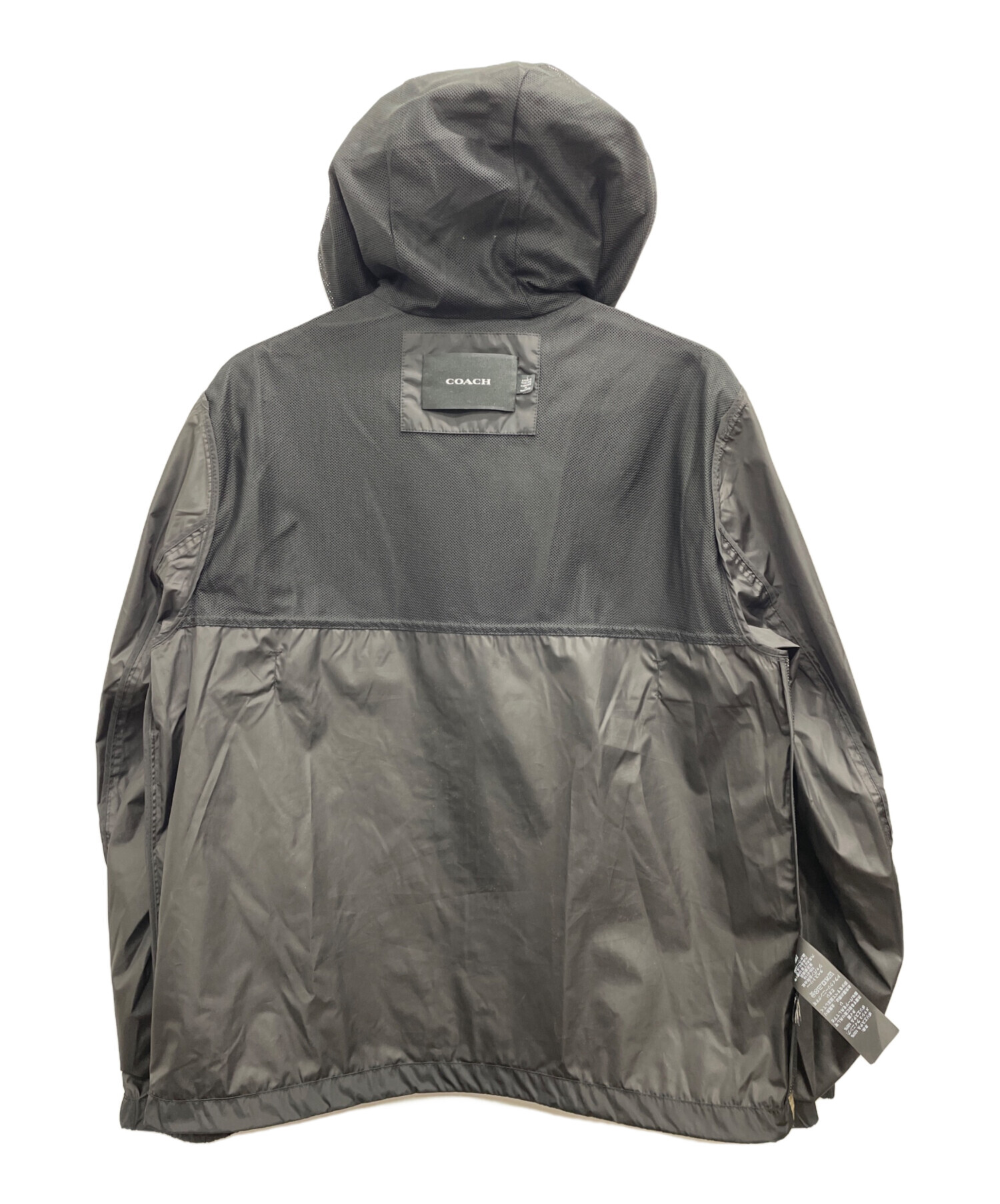 中古・古着通販】COACH (コーチ) フードジャケット ブラック×ベージュ 