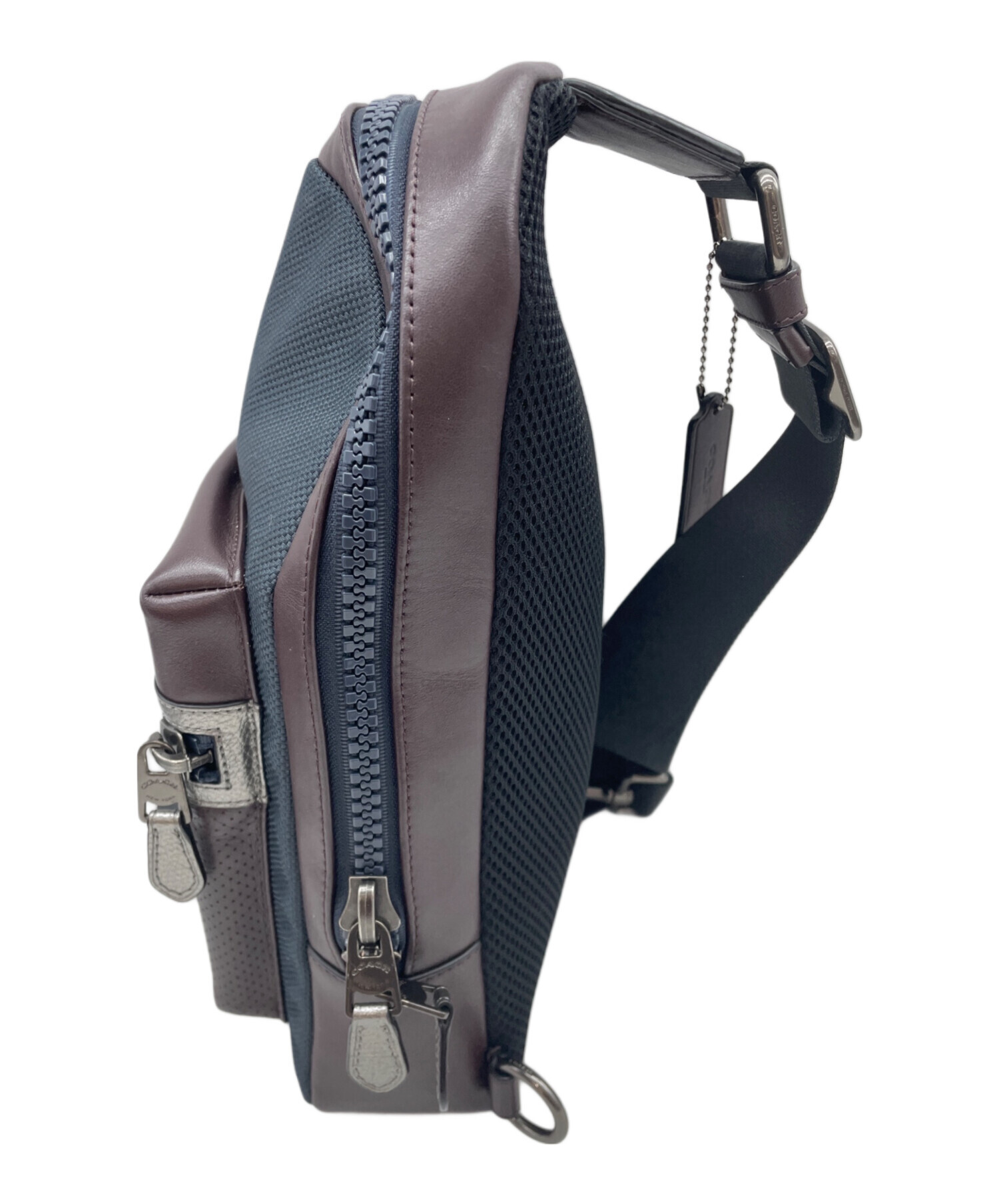 中古・古着通販】COACH (コーチ) ボディーバッグ ブラウン×ネイビー 