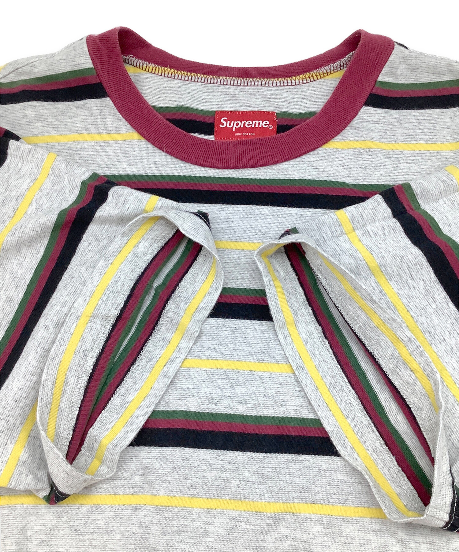 supreme Lサイズ ボーダー　激安 中古・古着通販】SUPREME (シュプリーム) ボーダーTシャツ グレー