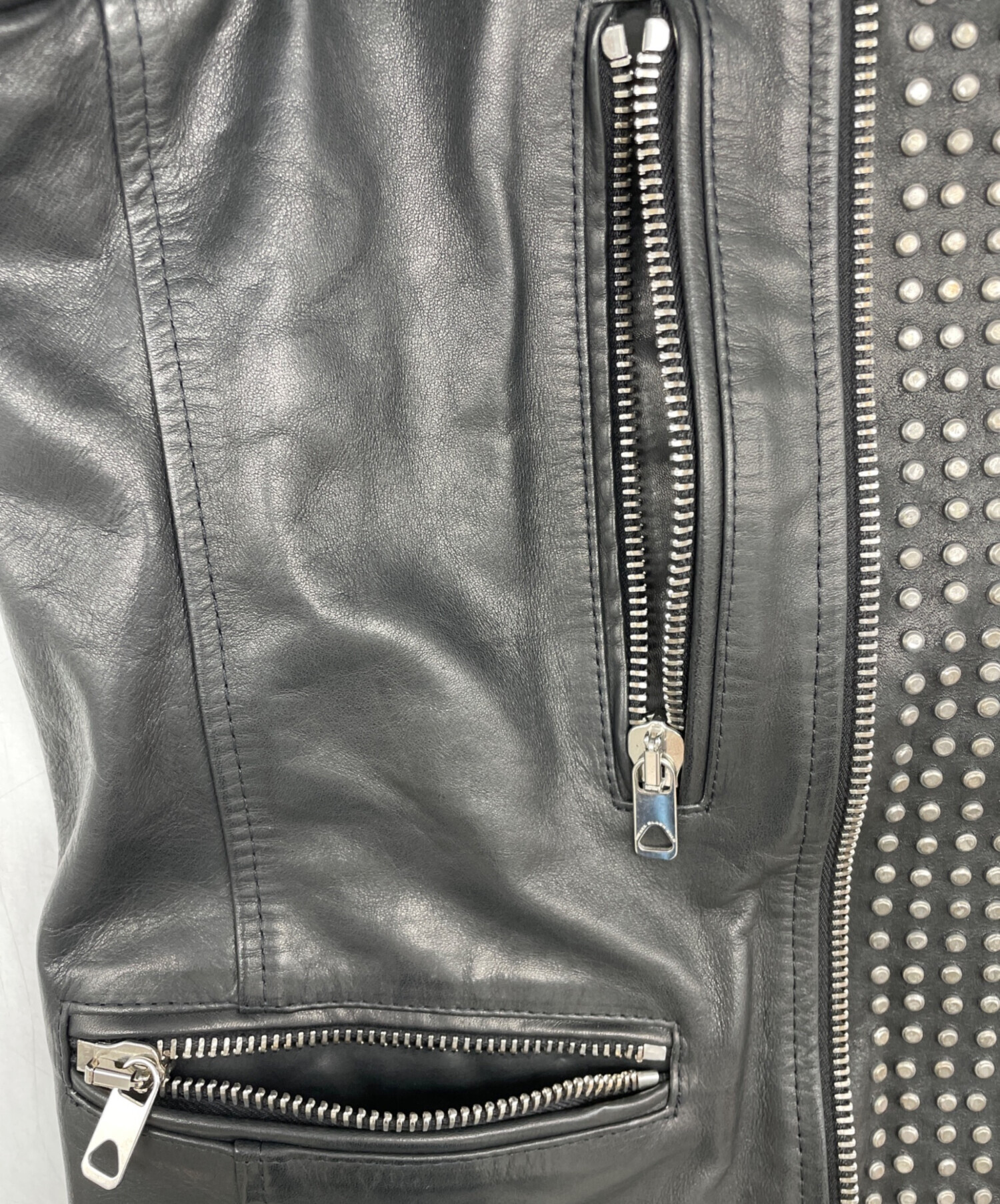 【新品未使用】ディーゼルブラックゴールド　レザー ジャケット　総スタッズ　Y2K DIESEL BLACK GOLD ディーゼルブラックゴールド レザージャケット