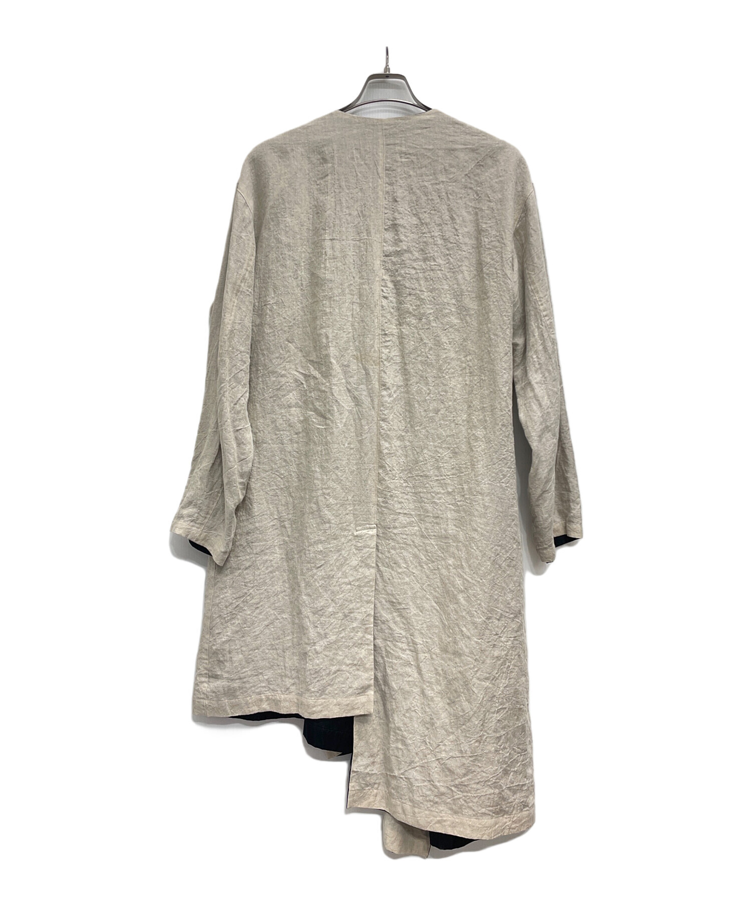 中古・古着通販】Y's (ワイズ) アシンメトリーリネンコート ベージュ