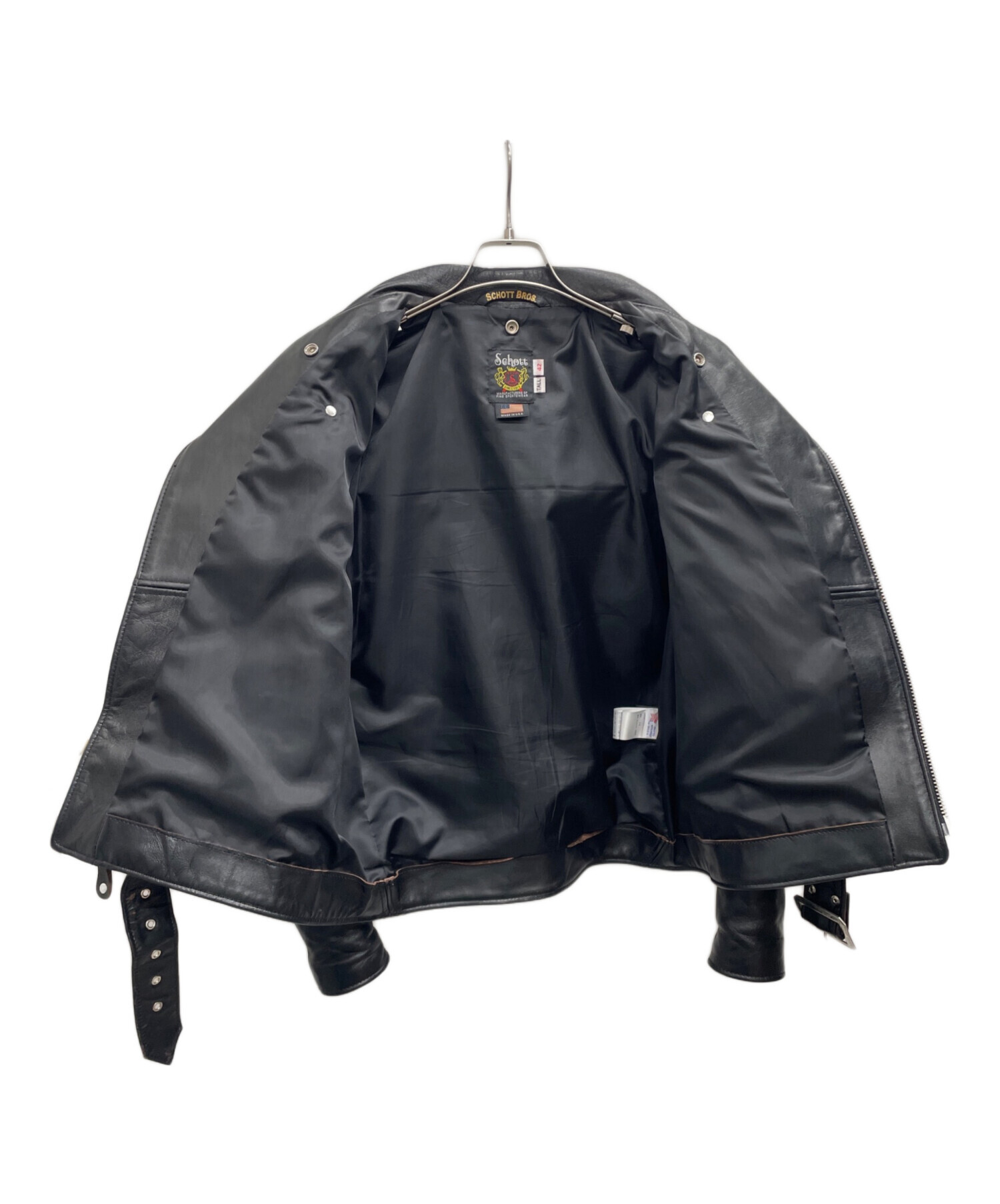 ショット　革ジャン　牛革　美品　42 中古・古着通販】Schott (ショット) ライダースジャケット ブラック