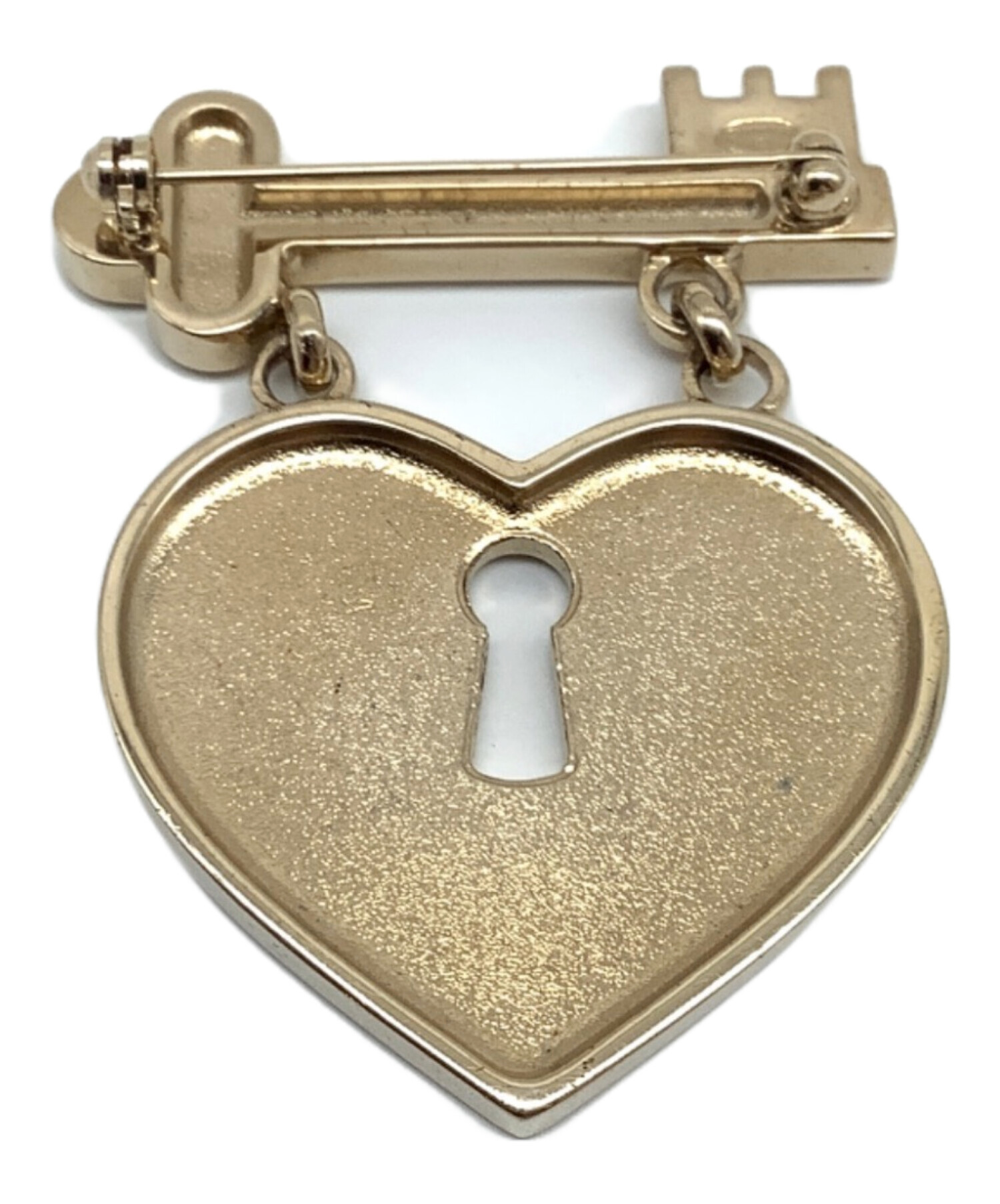 中古・古着通販】CHANEL (シャネル) ハートロックブローチ ゴールド