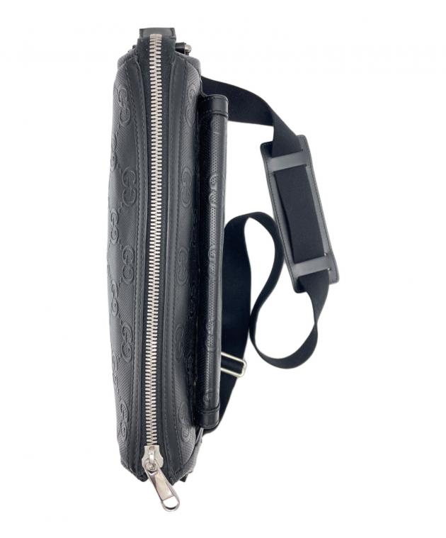 【美品】希少 グッチ ブラック シルバーストラップ レザーメッセンジャーバッグ 中古・古着通販】GUCCI (グッチ) GGエンボス メッセンジャーバッグ