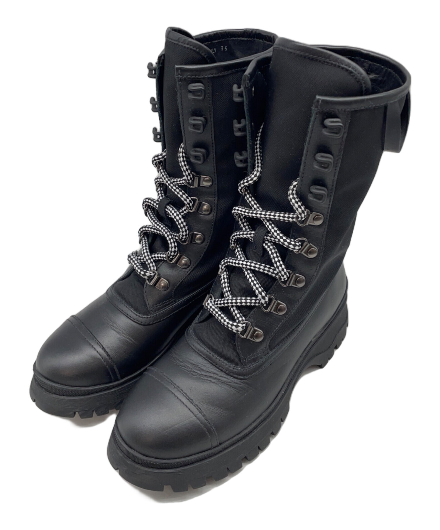 中古・古着通販】PRADA (プラダ) レースアップブーツ ブラック サイズ