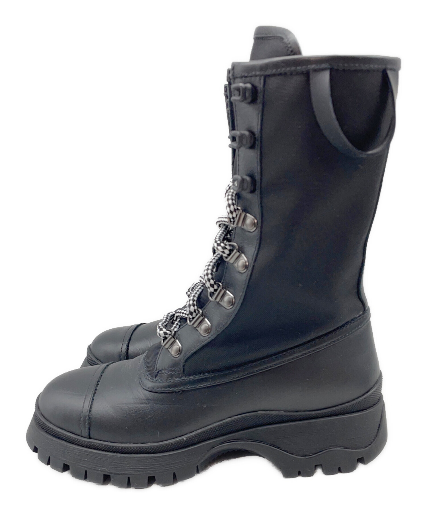 中古・古着通販】PRADA (プラダ) レースアップブーツ ブラック サイズ