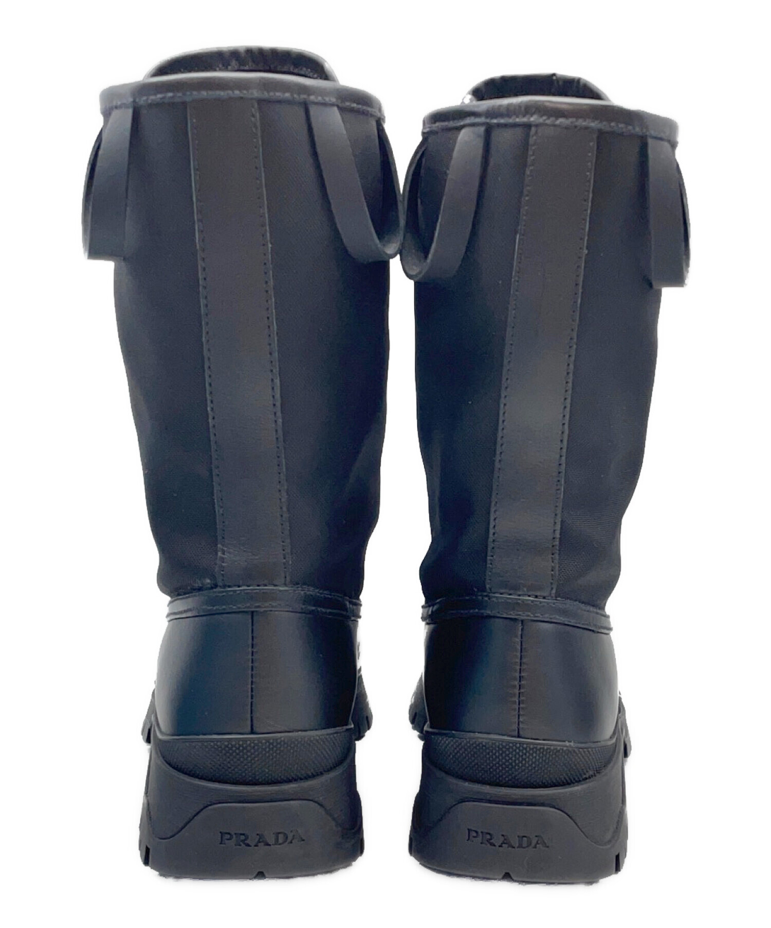 中古・古着通販】PRADA (プラダ) レースアップブーツ ブラック サイズ