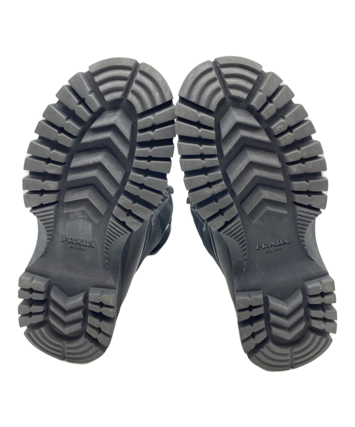 中古・古着通販】PRADA (プラダ) レースアップブーツ ブラック サイズ