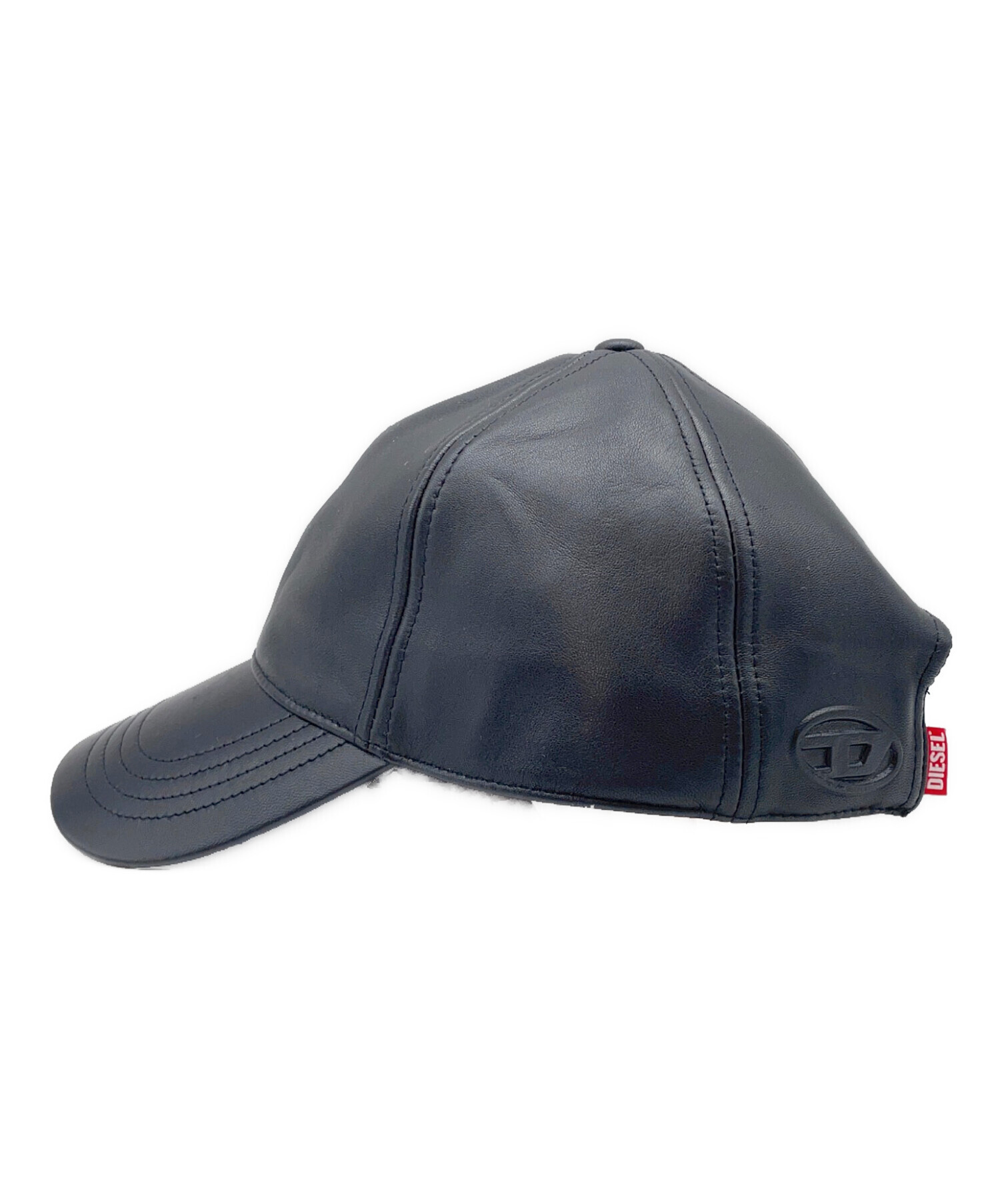 中古・古着通販】DIESEL (ディーゼル) レザーキャップ ブラック
